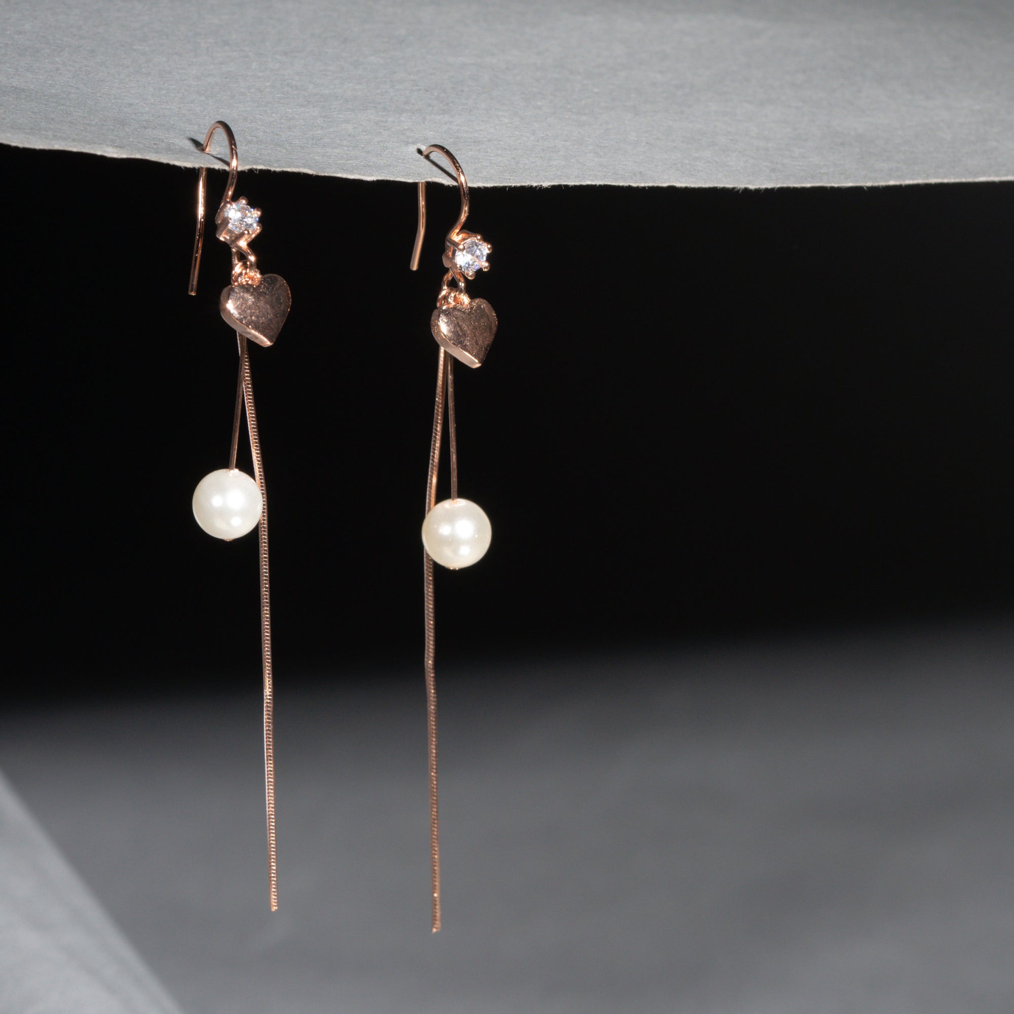 Blushing Hearts and Pearl Earrings