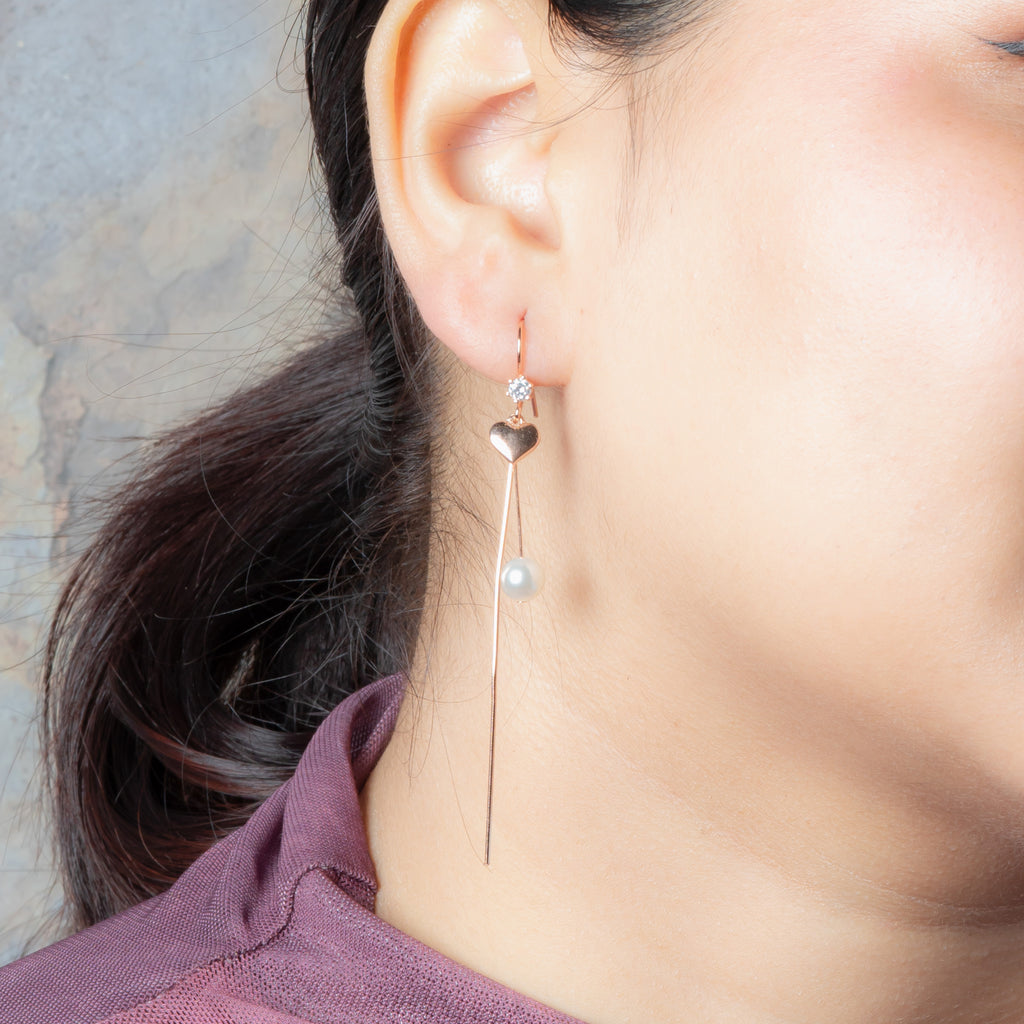 Blushing Hearts and Pearl Earrings