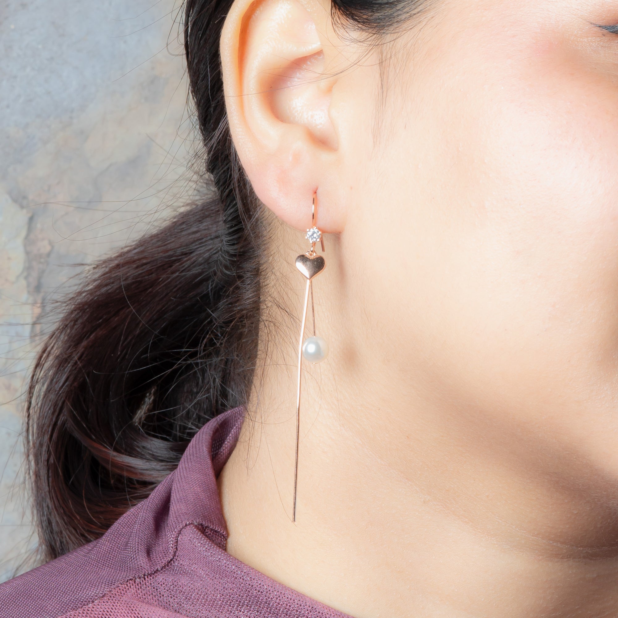 Blushing Hearts and Pearl Earrings