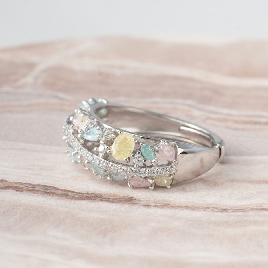 Whispering Pastel Glow Curve Ring