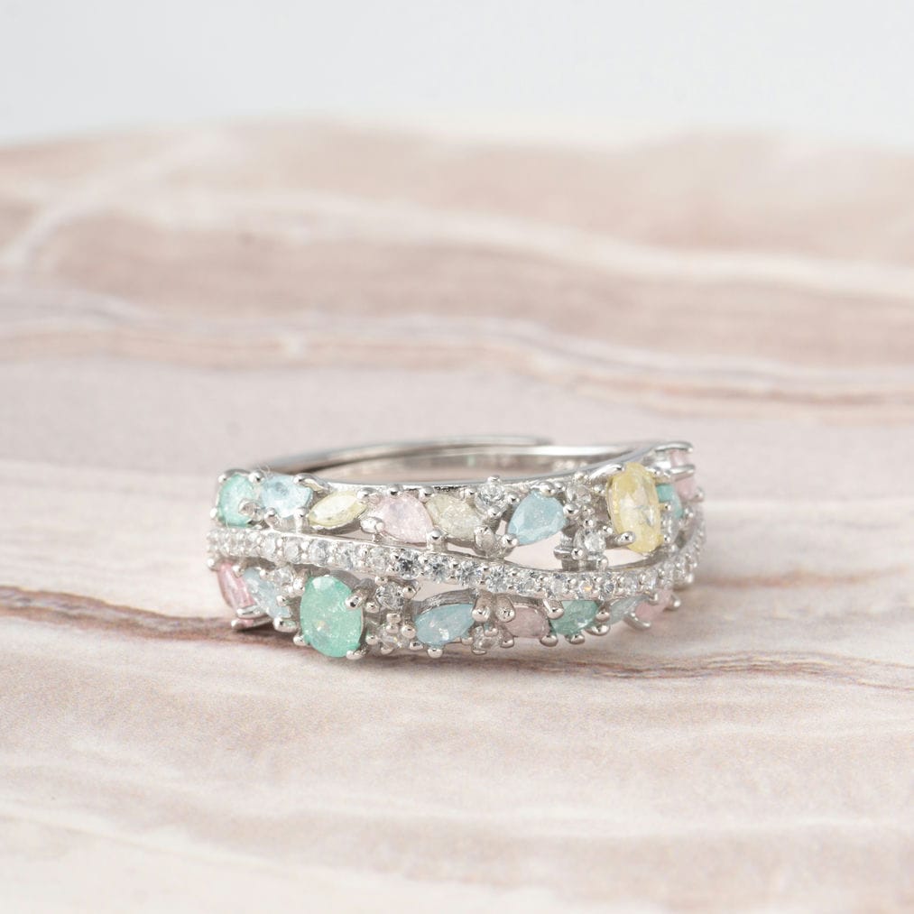 Whispering Pastel Glow Curve Ring