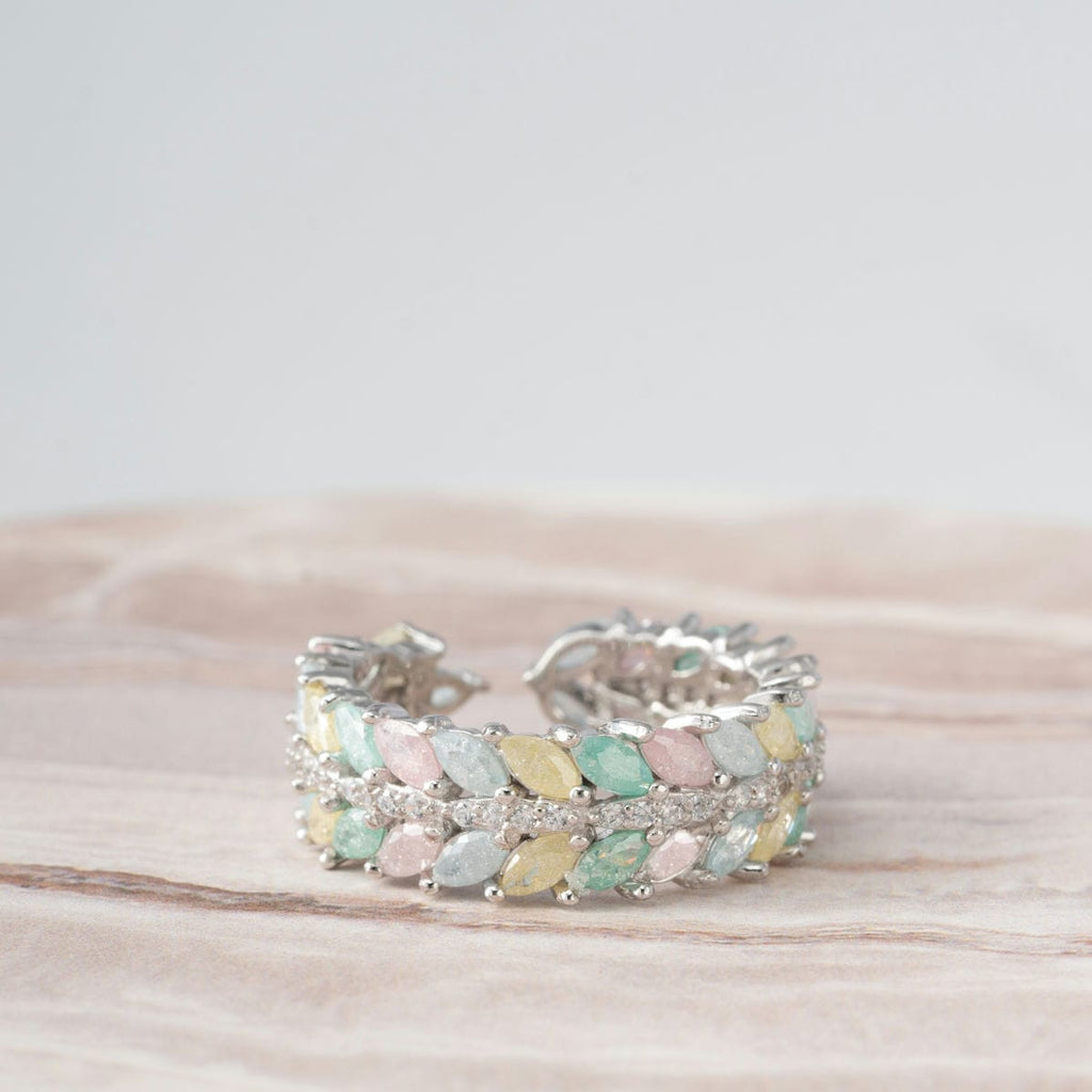Pastel Prism Silver Band Ring