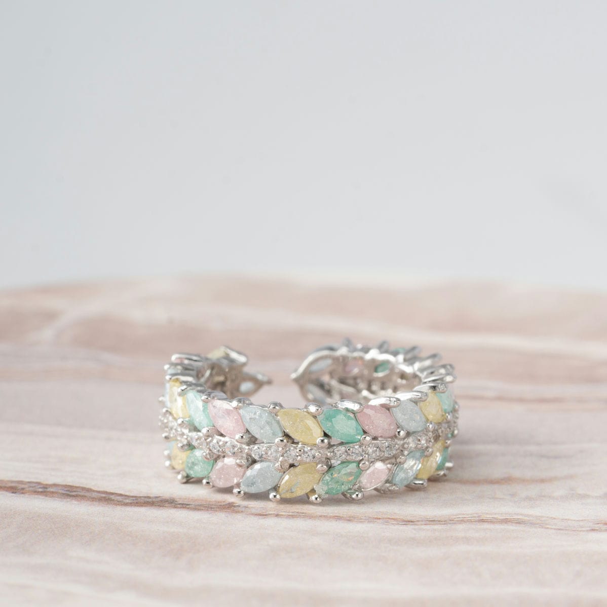 Pastel Prism Silver Band Ring
