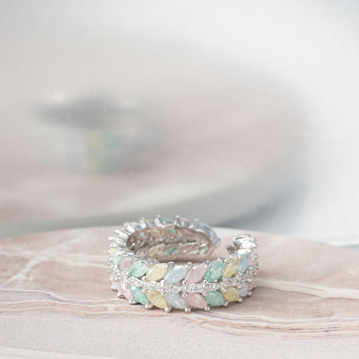 Pastel Prism Silver Band Ring