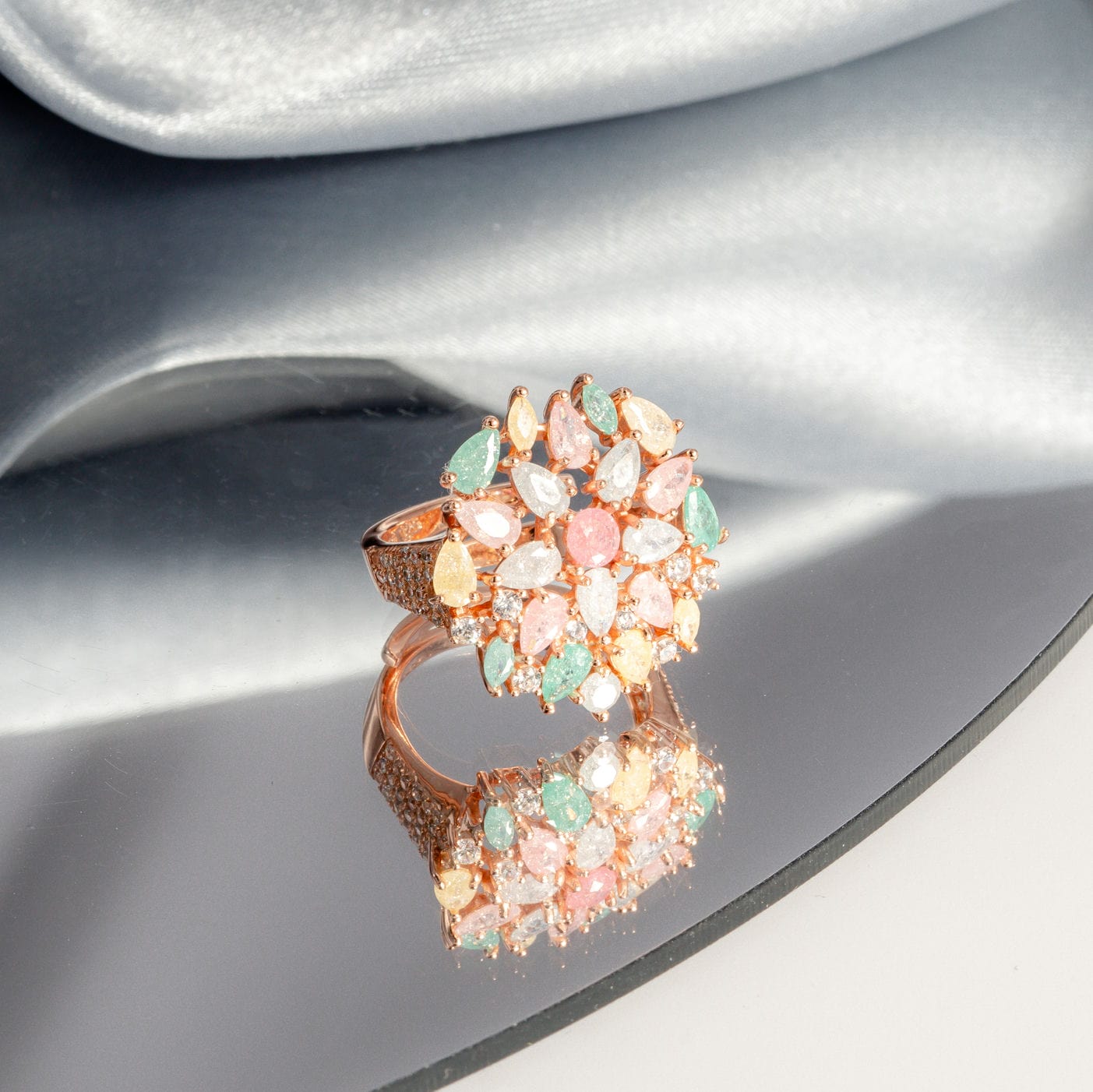 Whispering Flower Rose Gold Halo Ring