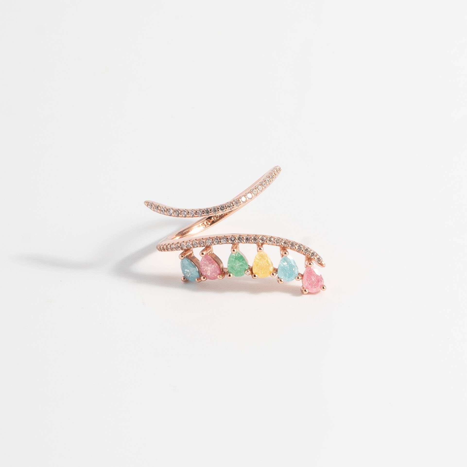 Elegant Pastel Gem Rose Gold Ring