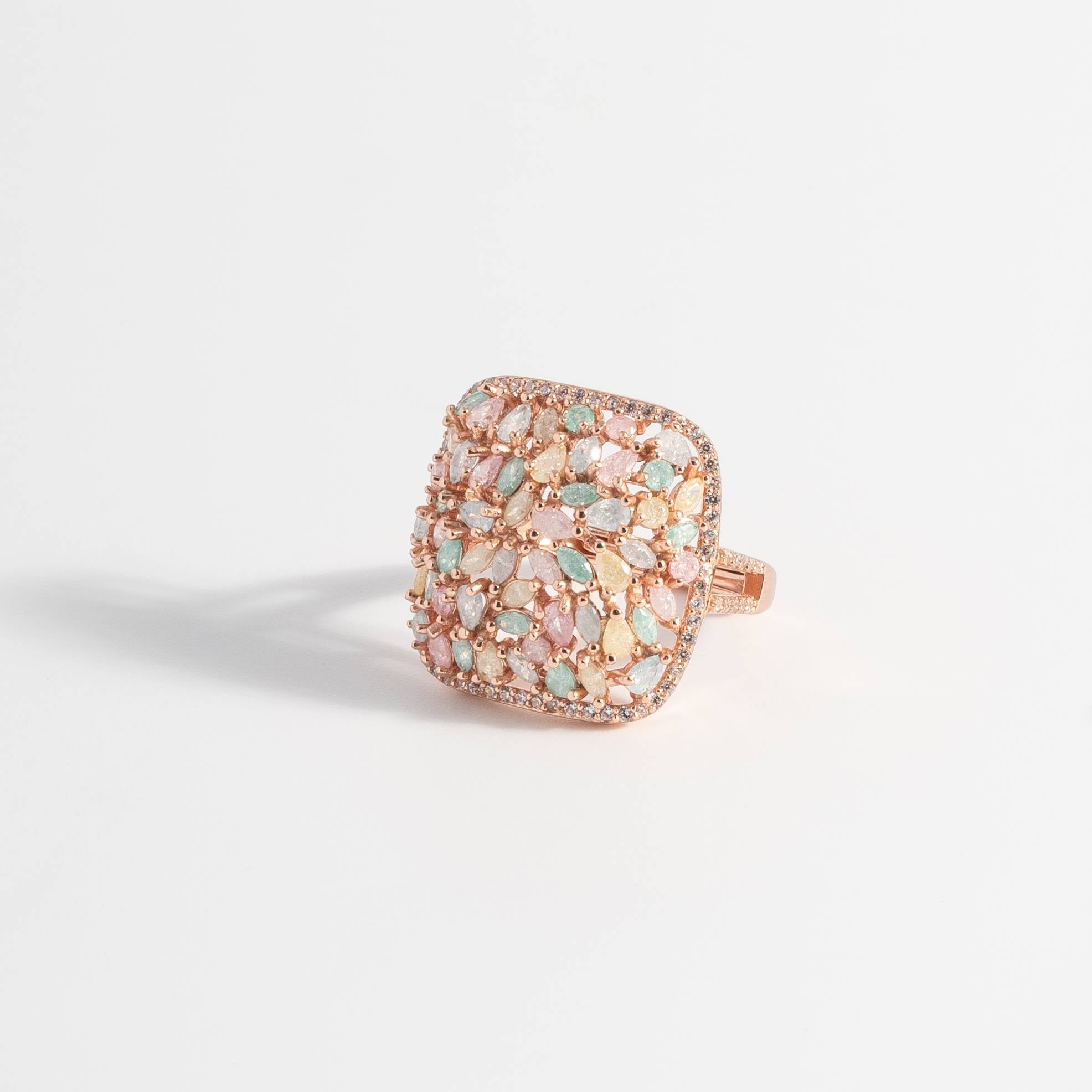 Pastel Gemstone Emerald Aura Ring
