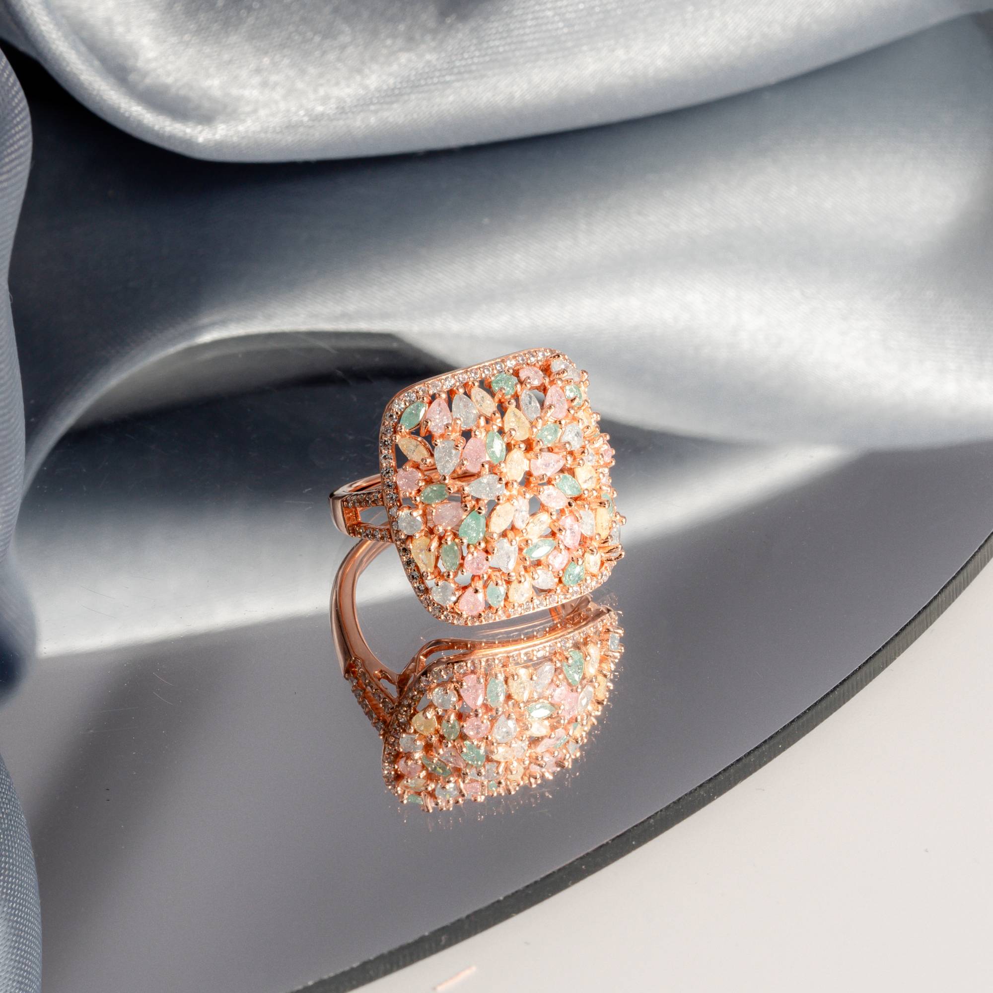 Pastel Gemstone Emerald Aura Ring