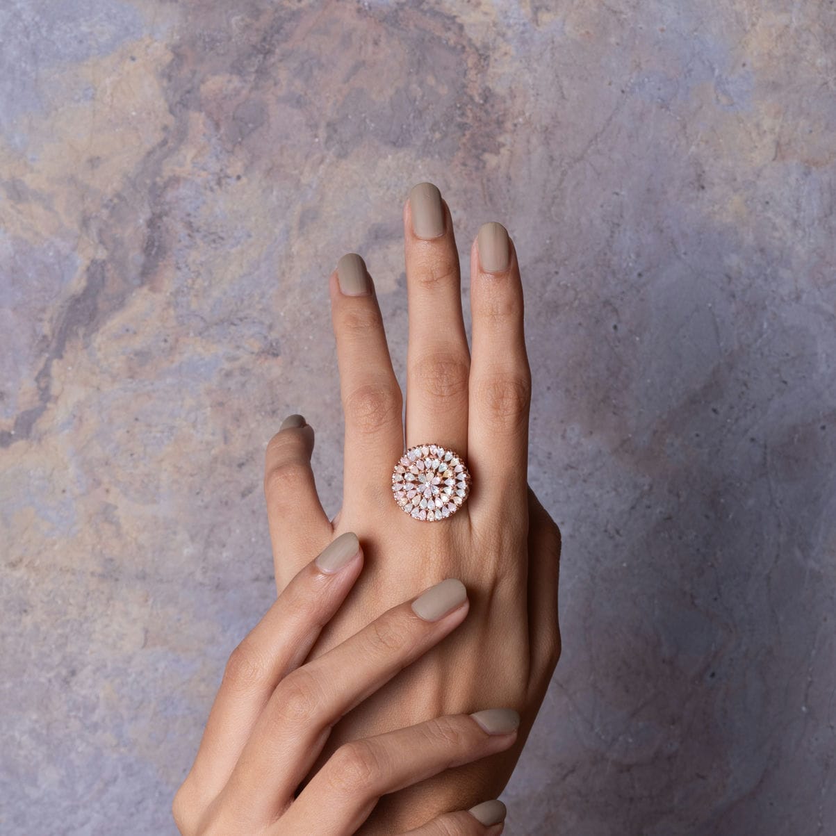 Pastel studded Rose gold ring