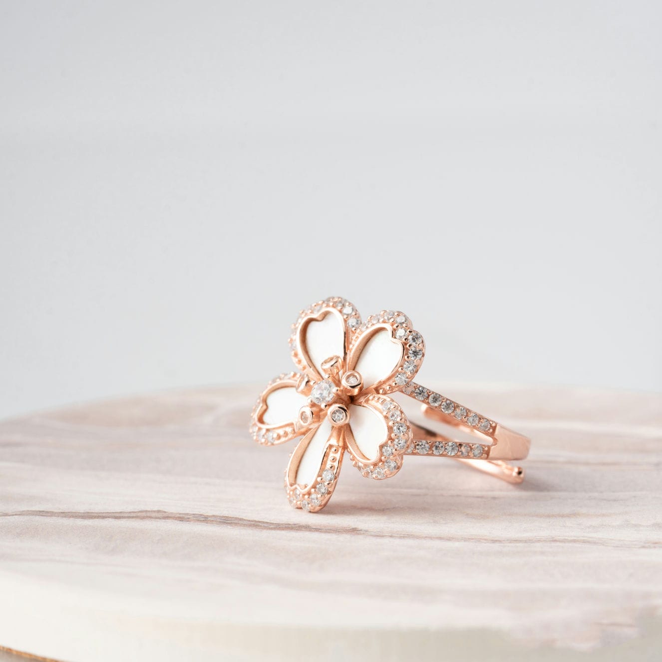 Rose Romance CZ Flower Ring
