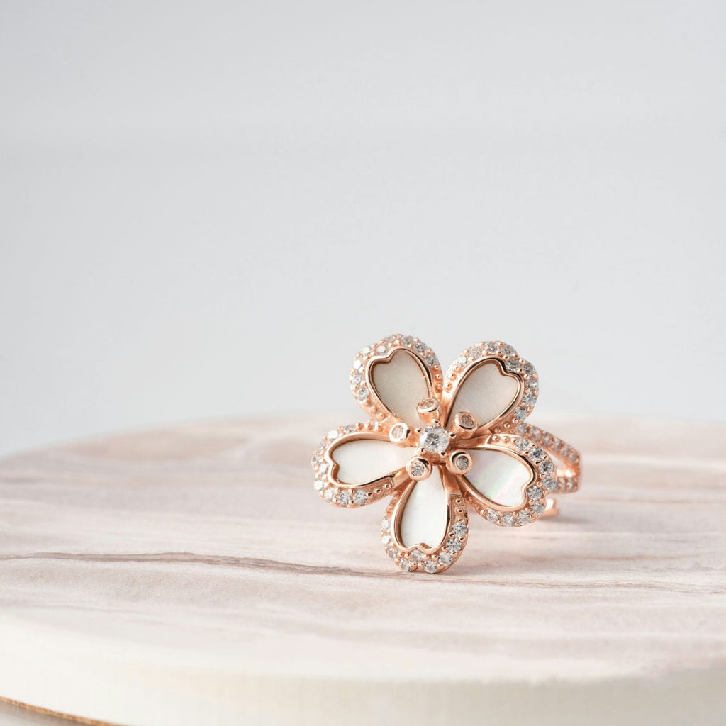 Rose Romance CZ Flower Ring