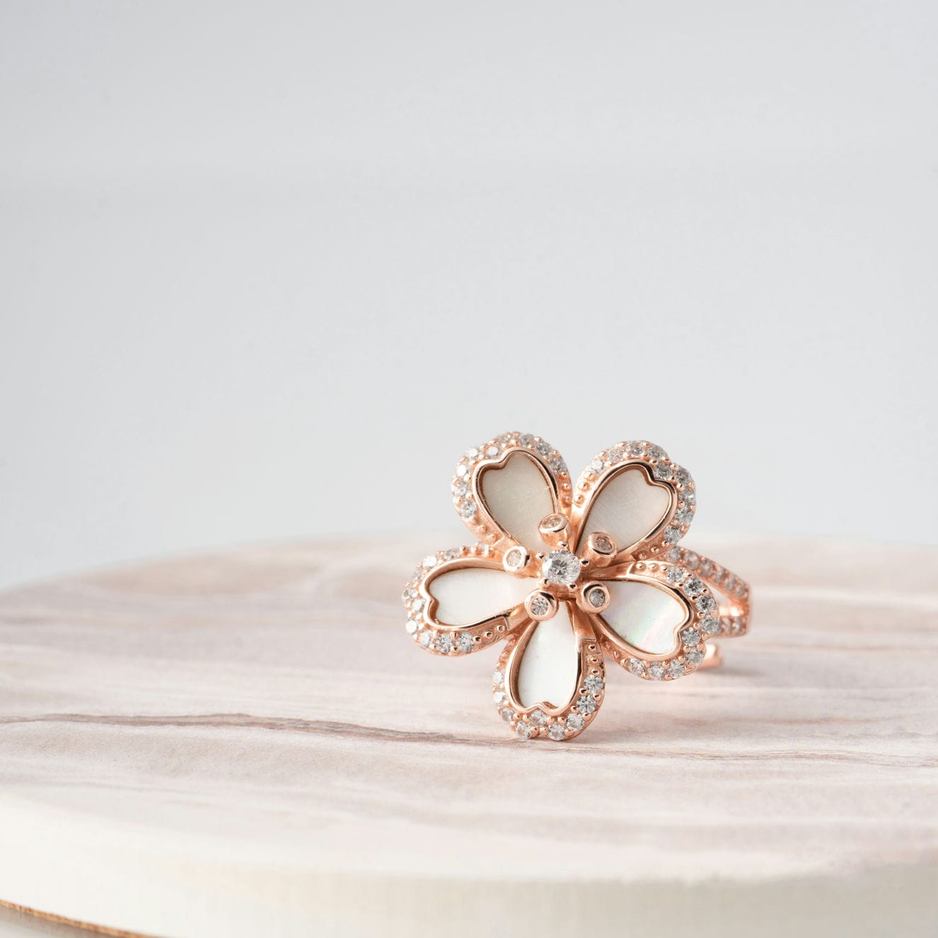 Rose Romance CZ Flower Ring