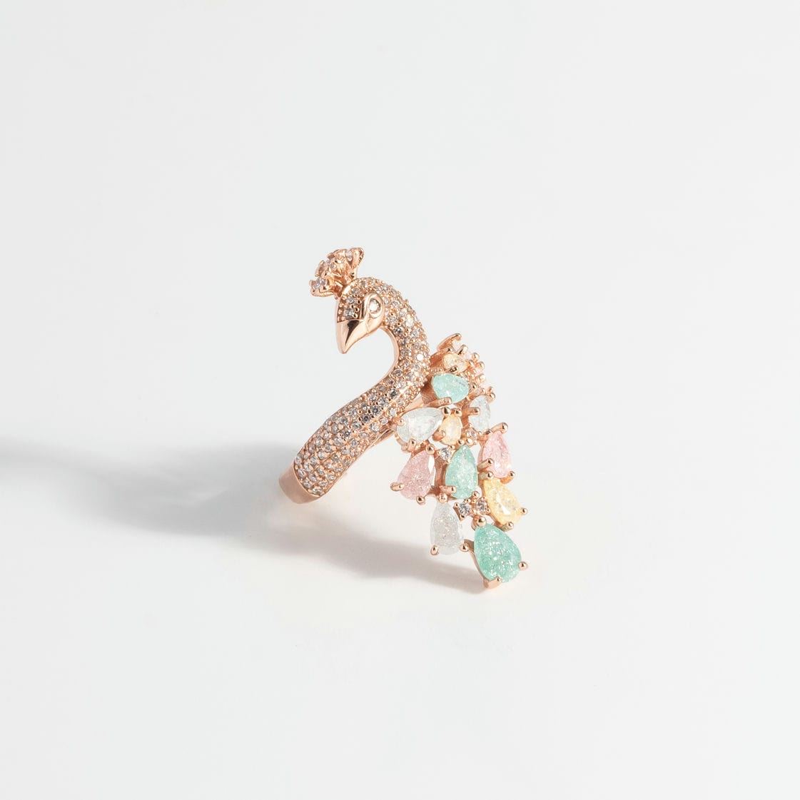 Regal Rose Gold Peacock Ring