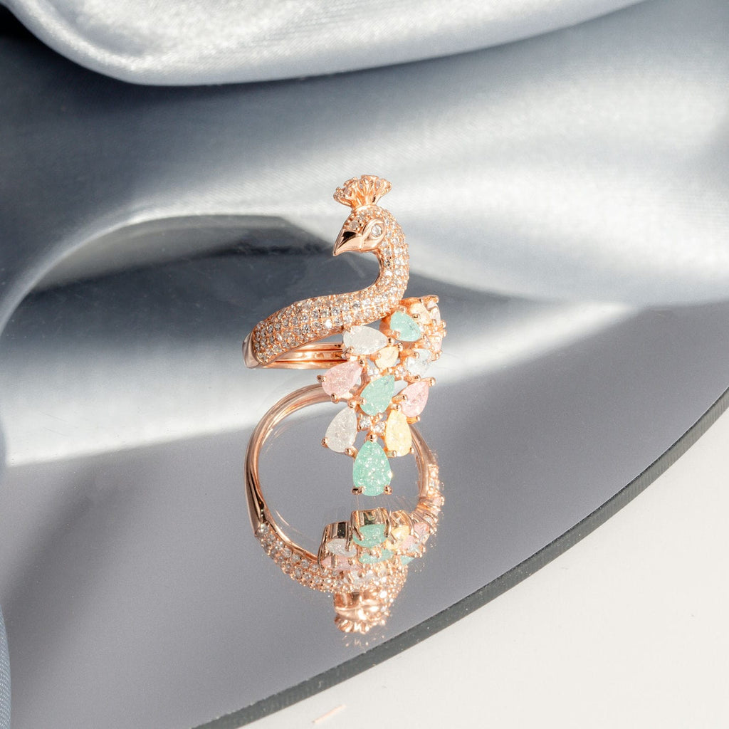 Regal Rose Gold Peacock Ring