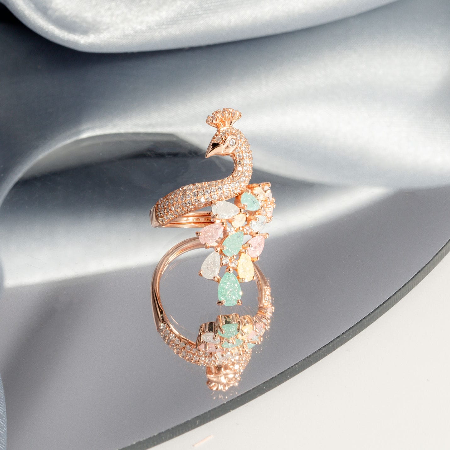 Regal Rose Gold Peacock Ring
