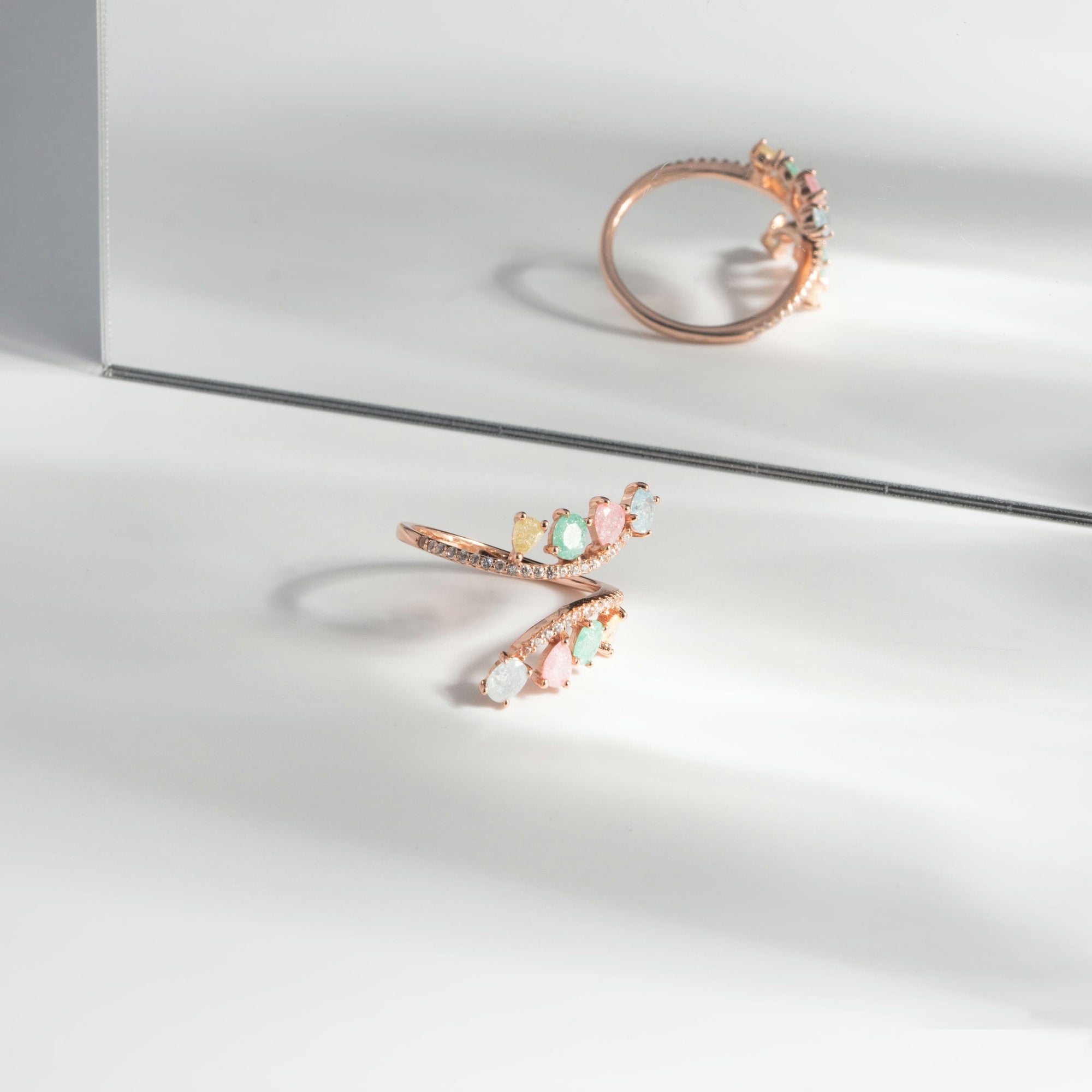 Soft Glow Crystal Rose Gold Ring