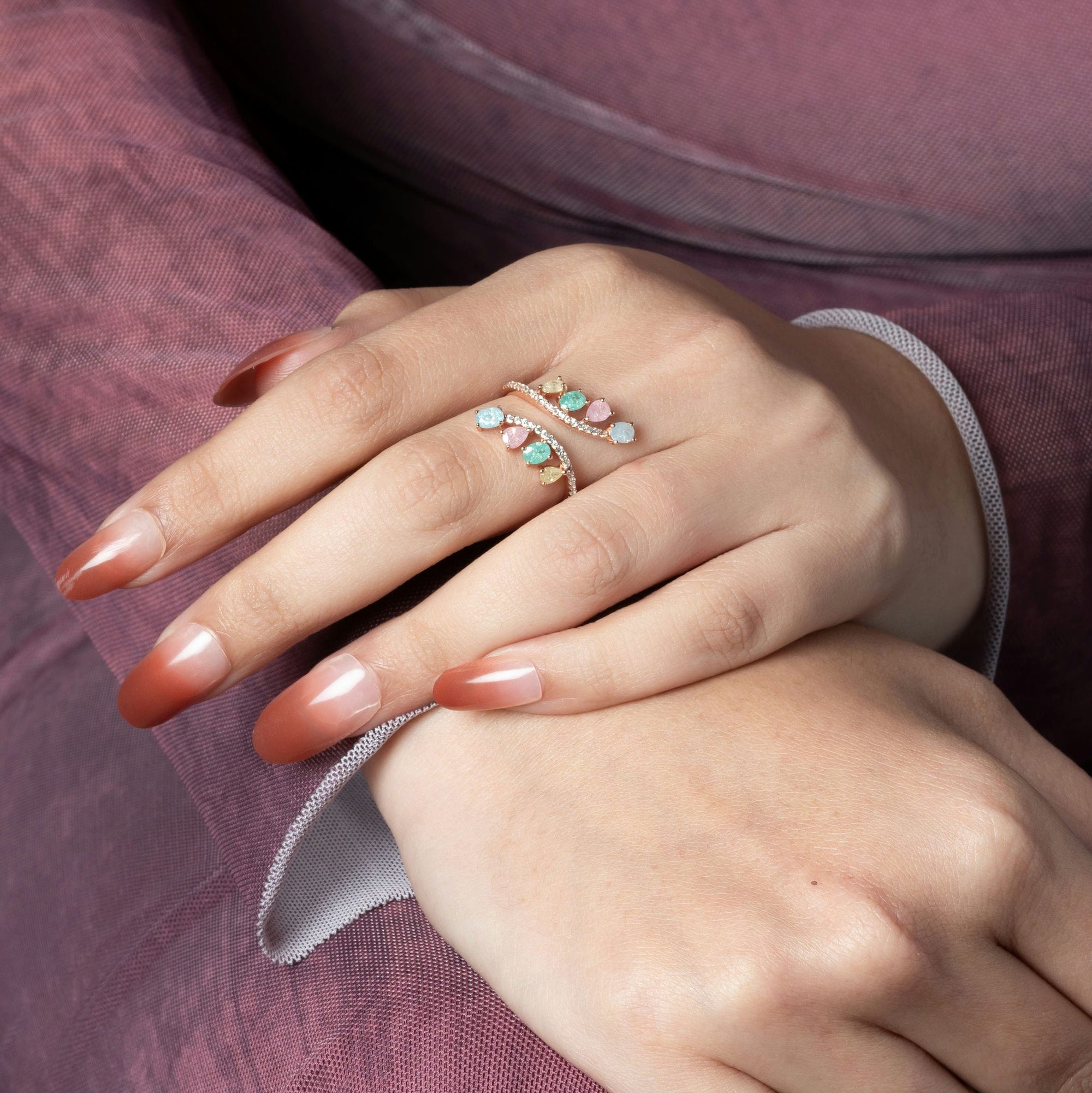 Soft Glow Crystal Rose Gold Ring