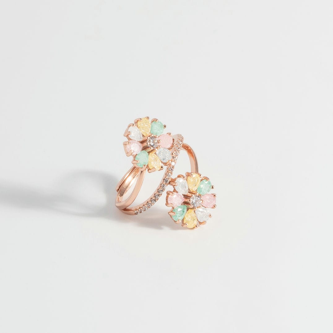 Rose Gold Pastel Flower Motif Delight Ring