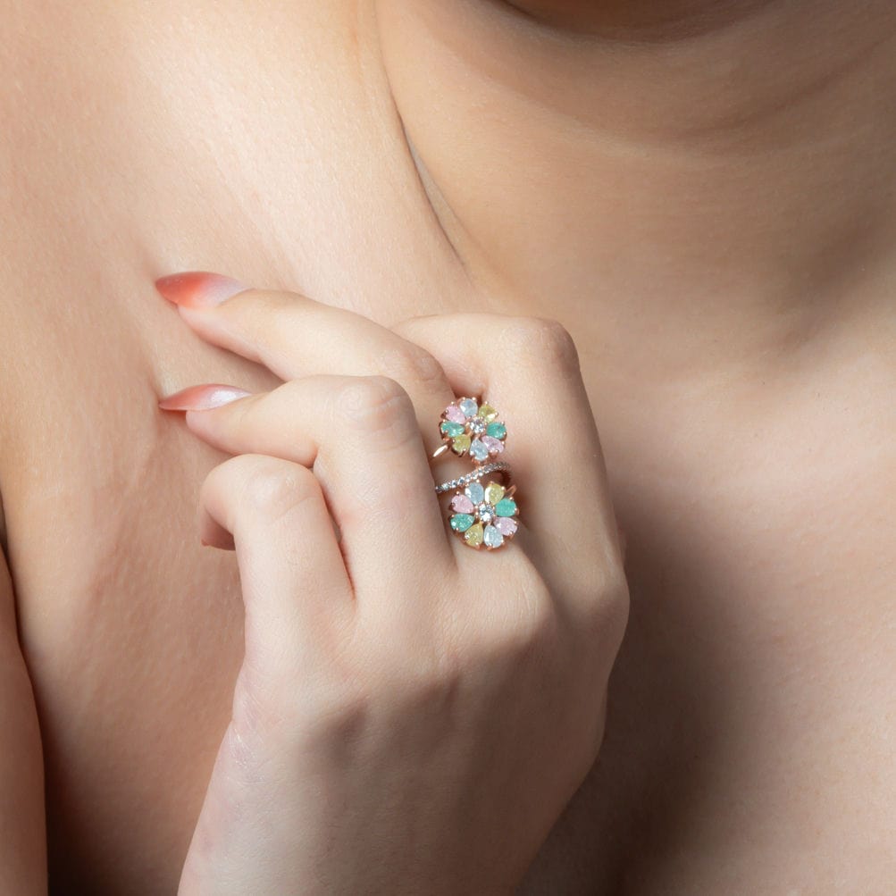 Rose Gold Pastel Flower Motif Delight Ring