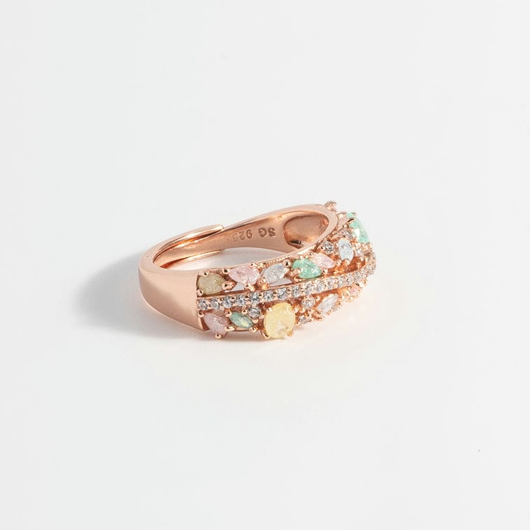 Whispering Pastel Glow Curve Ring