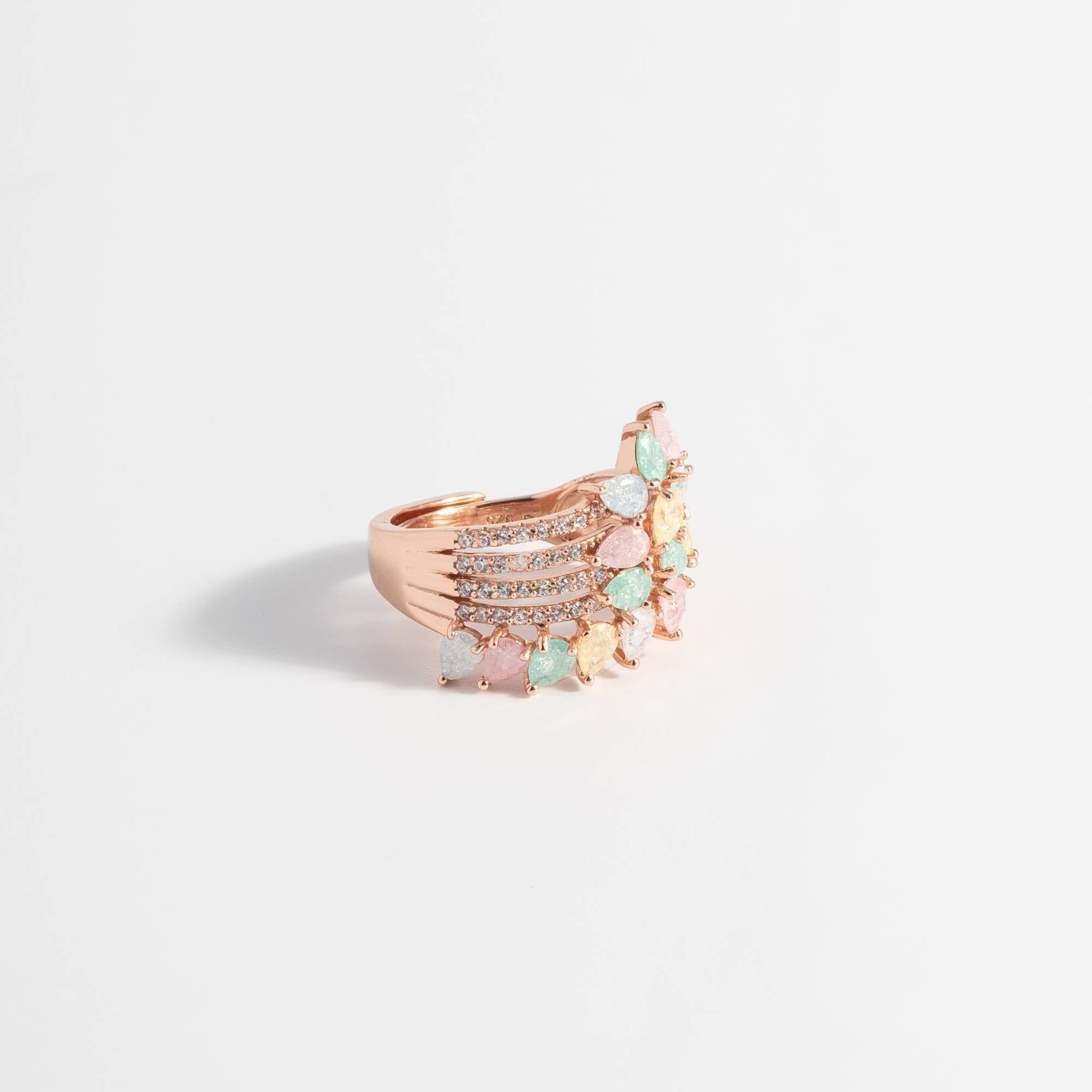 Captivating Gemstone Rose Gold Band Ring