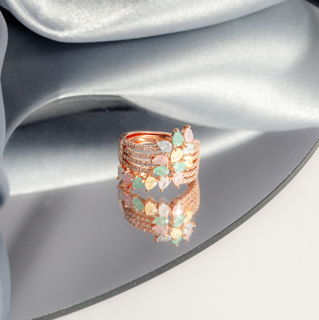 Captivating Gemstone Rose Gold Band Ring