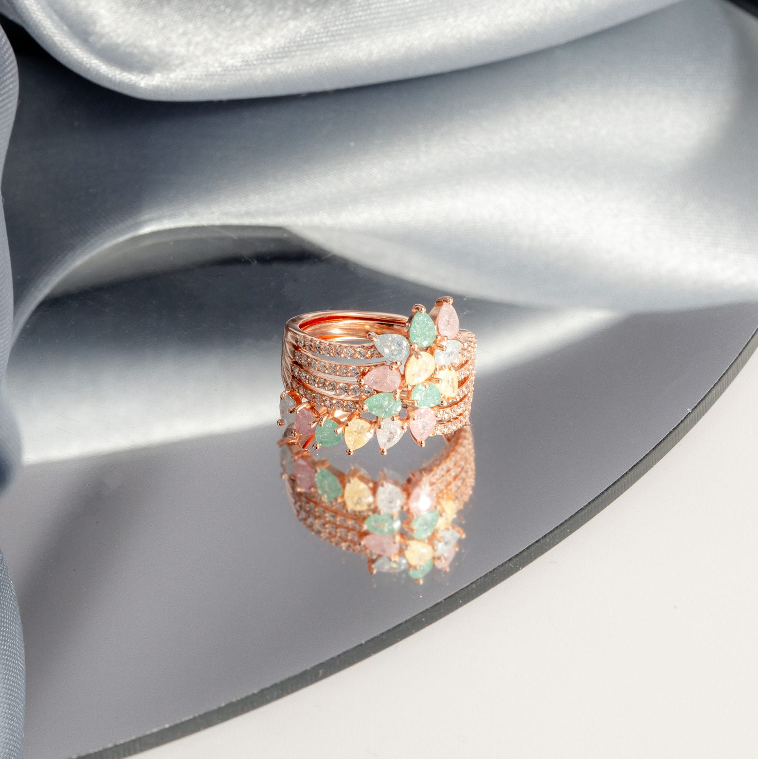 Captivating Gemstone Rose Gold Band Ring