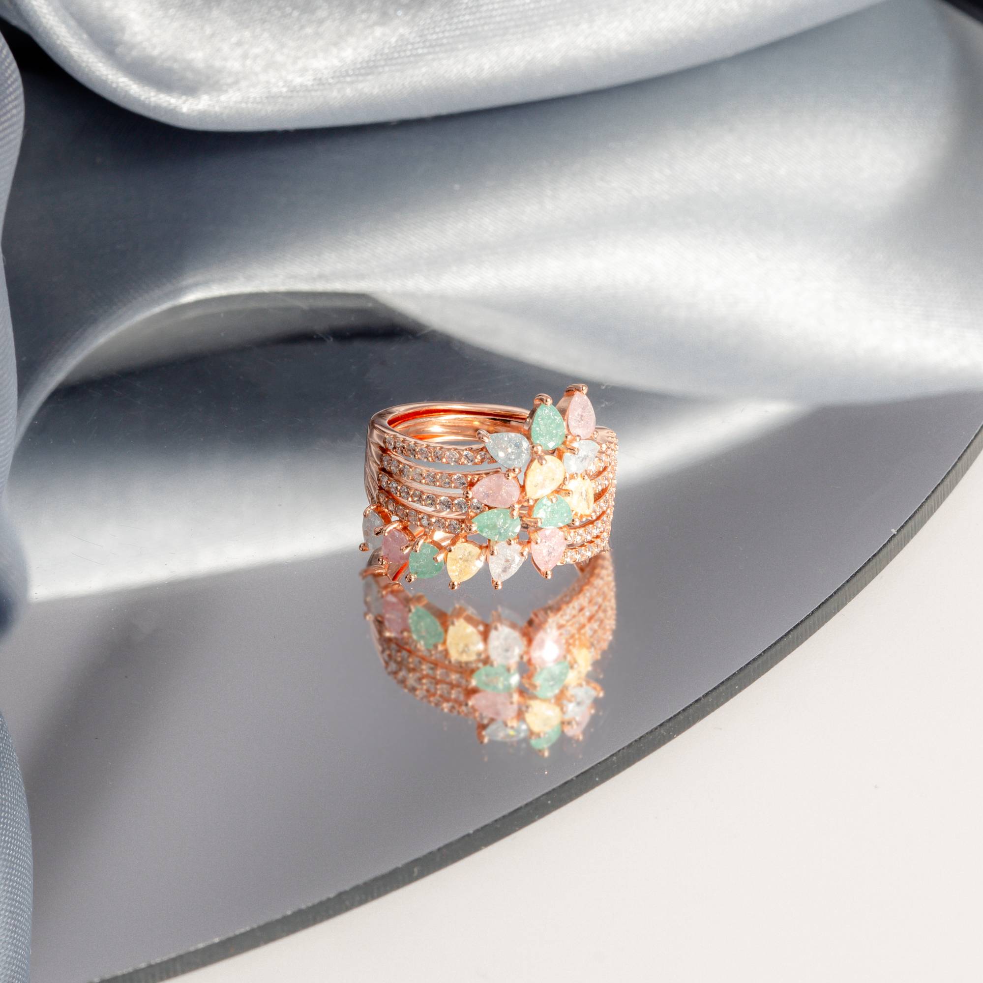 Captivating Gemstone Rose Gold Band Ring