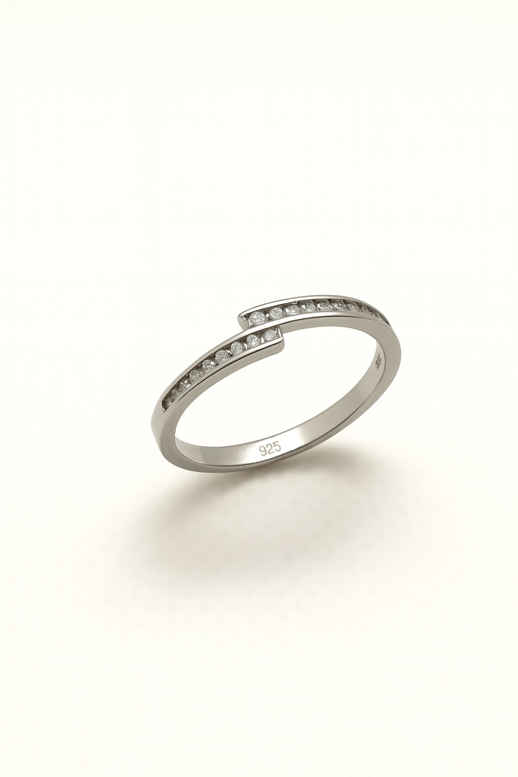 925 Silver Dual Curve CZ Band Ring