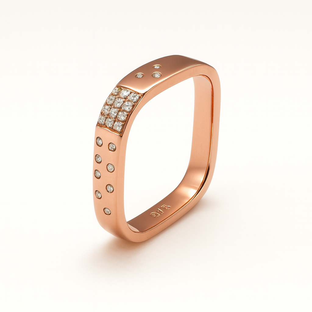 925 Rose Gold Pink Duo Curve CZ Ring