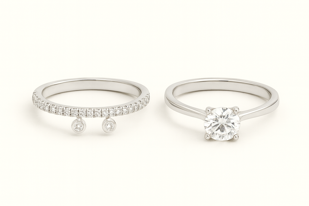 925 Silver Combo Ring – Solitaire & Band