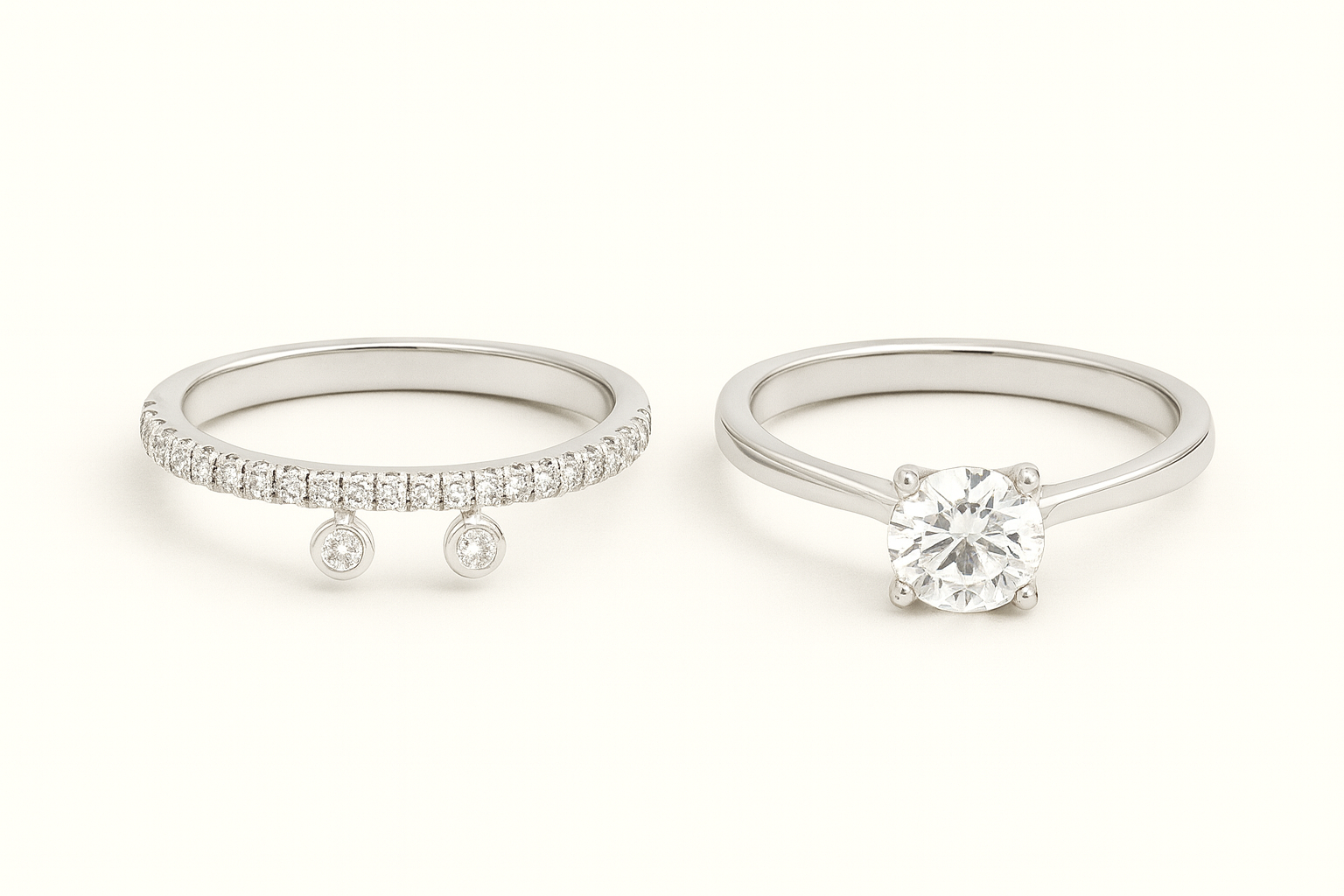 925 Silver Combo Ring – Solitaire & Band