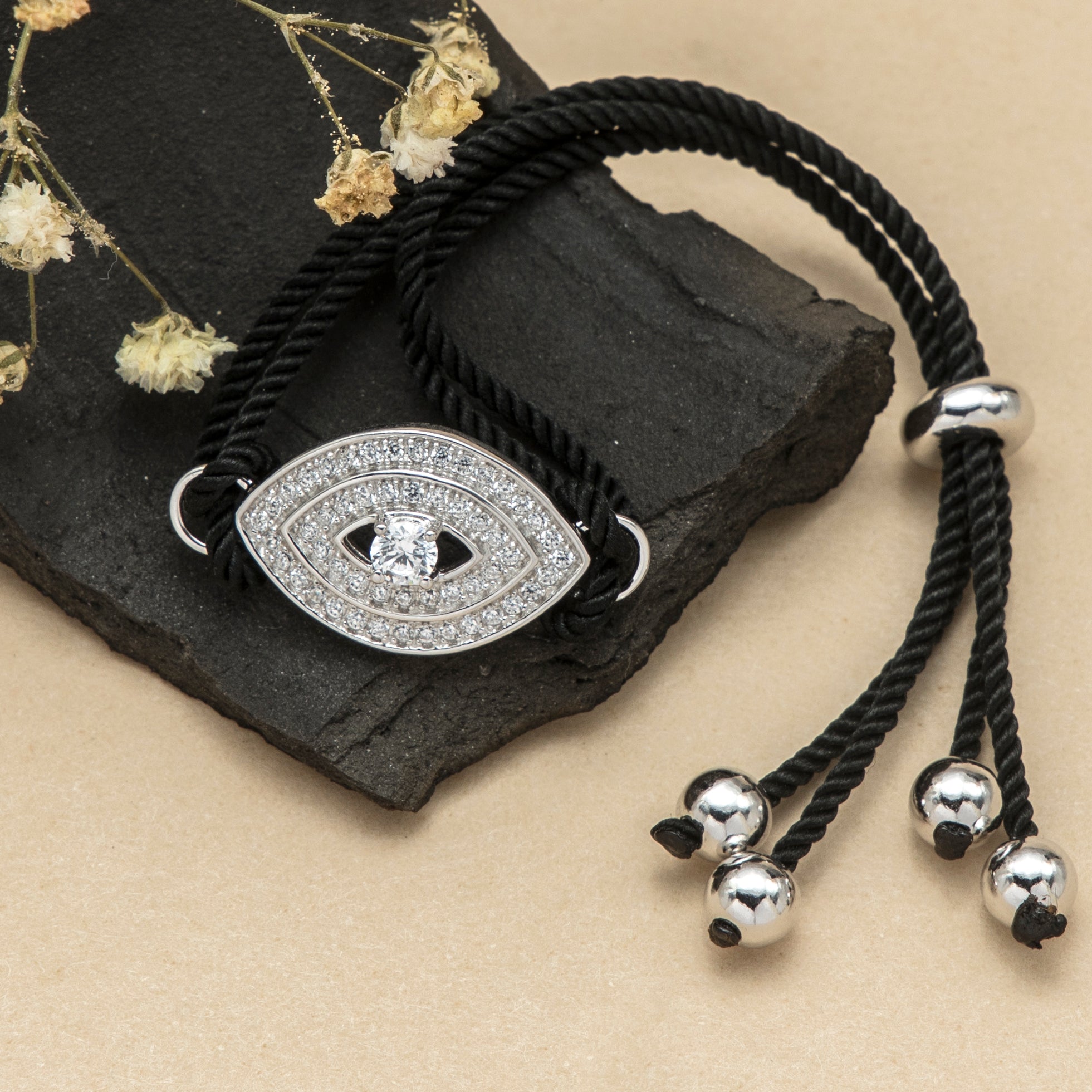 Trendy Evil Eye CZ Silver  Bracelet