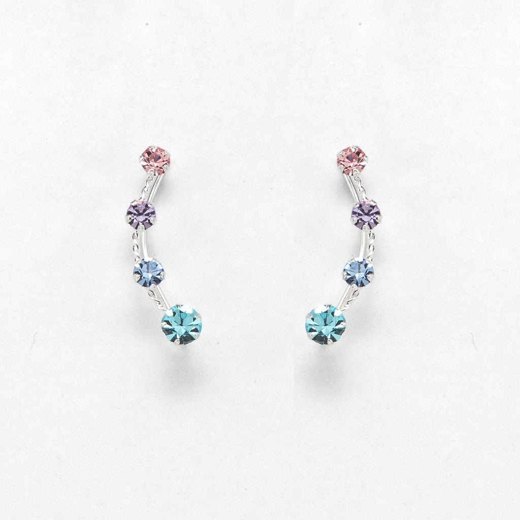 Vibrant Silver Ear Cuffs with Multi-Colored Stones - Chic Jewelry for Special Occasions and Everyday Wear