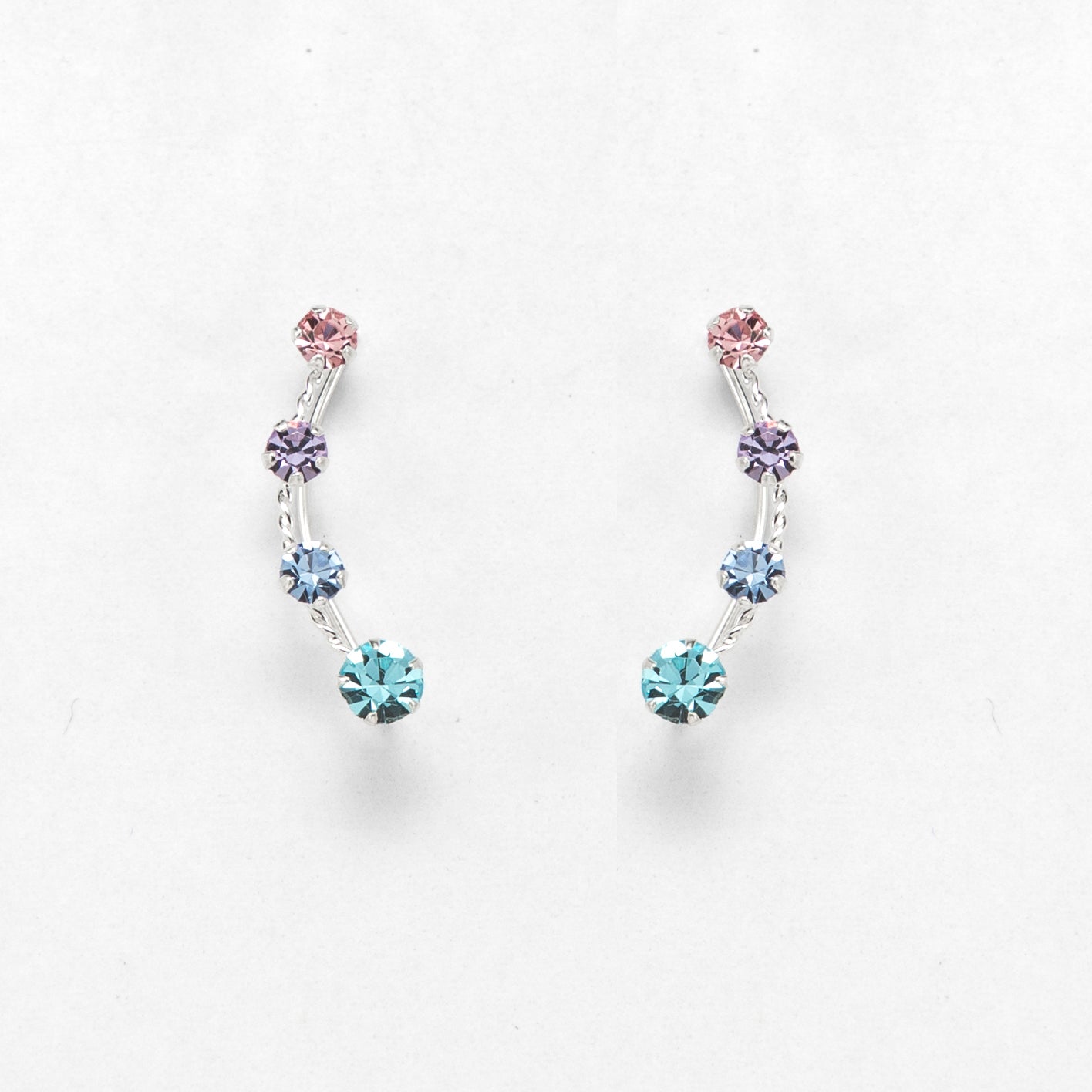 Vibrant Silver Ear Cuffs with Multi-Colored Stones - Chic Jewelry for Special Occasions and Everyday Wear