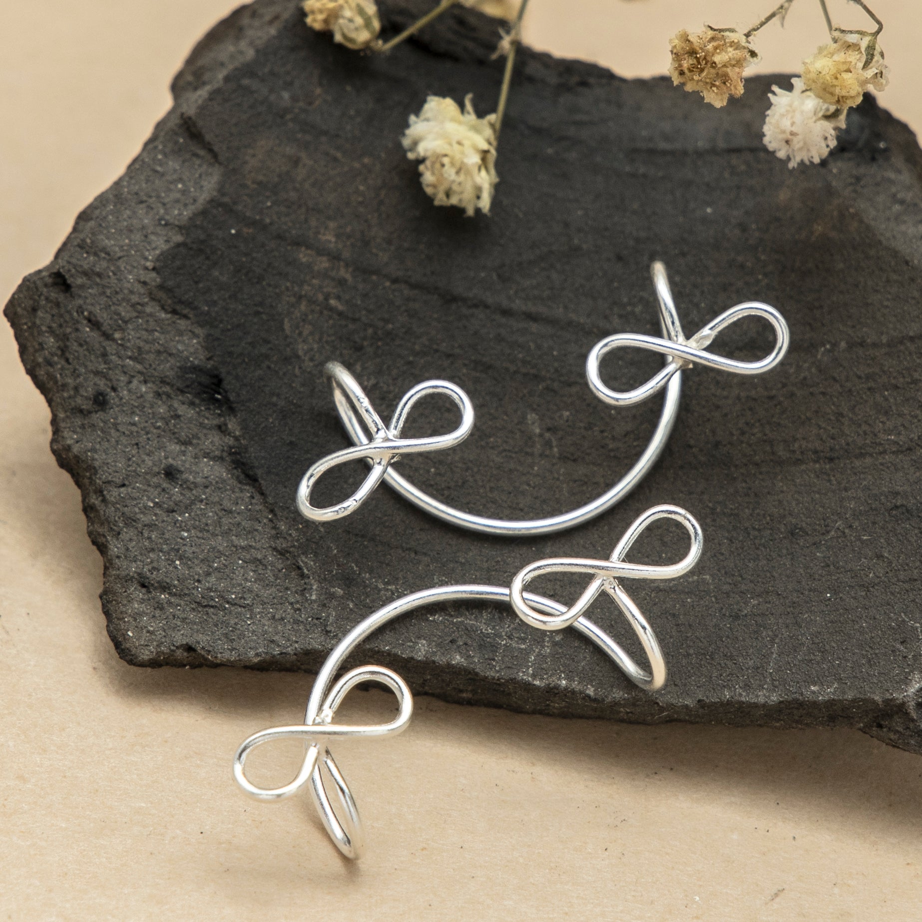 Timeless Silver Infinity Ear Cuffs in 925 Sterling Silver - Symbol of Endless Beauty for Women’s Fashion
