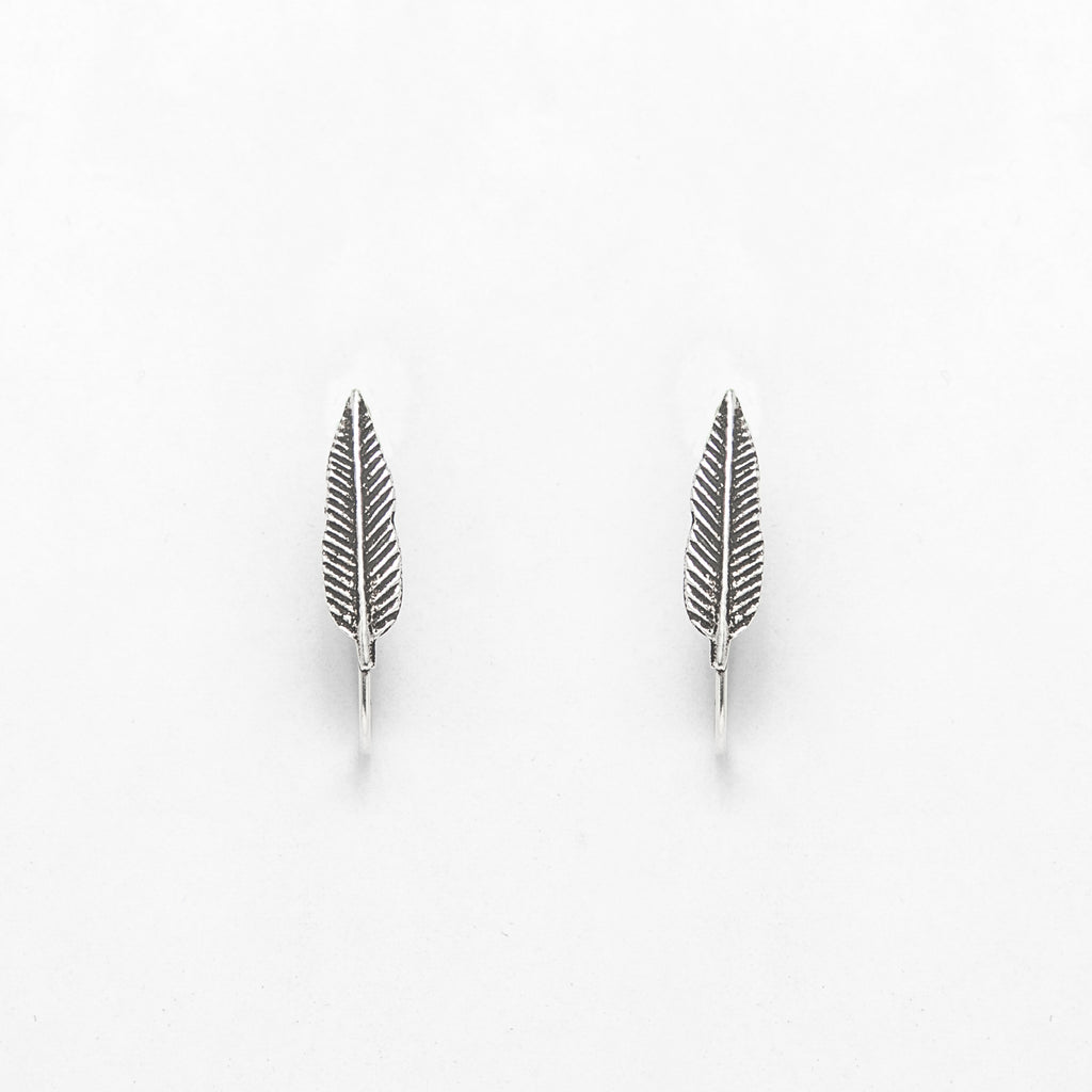 Oxidized Silver Leaf Ear Cuffs