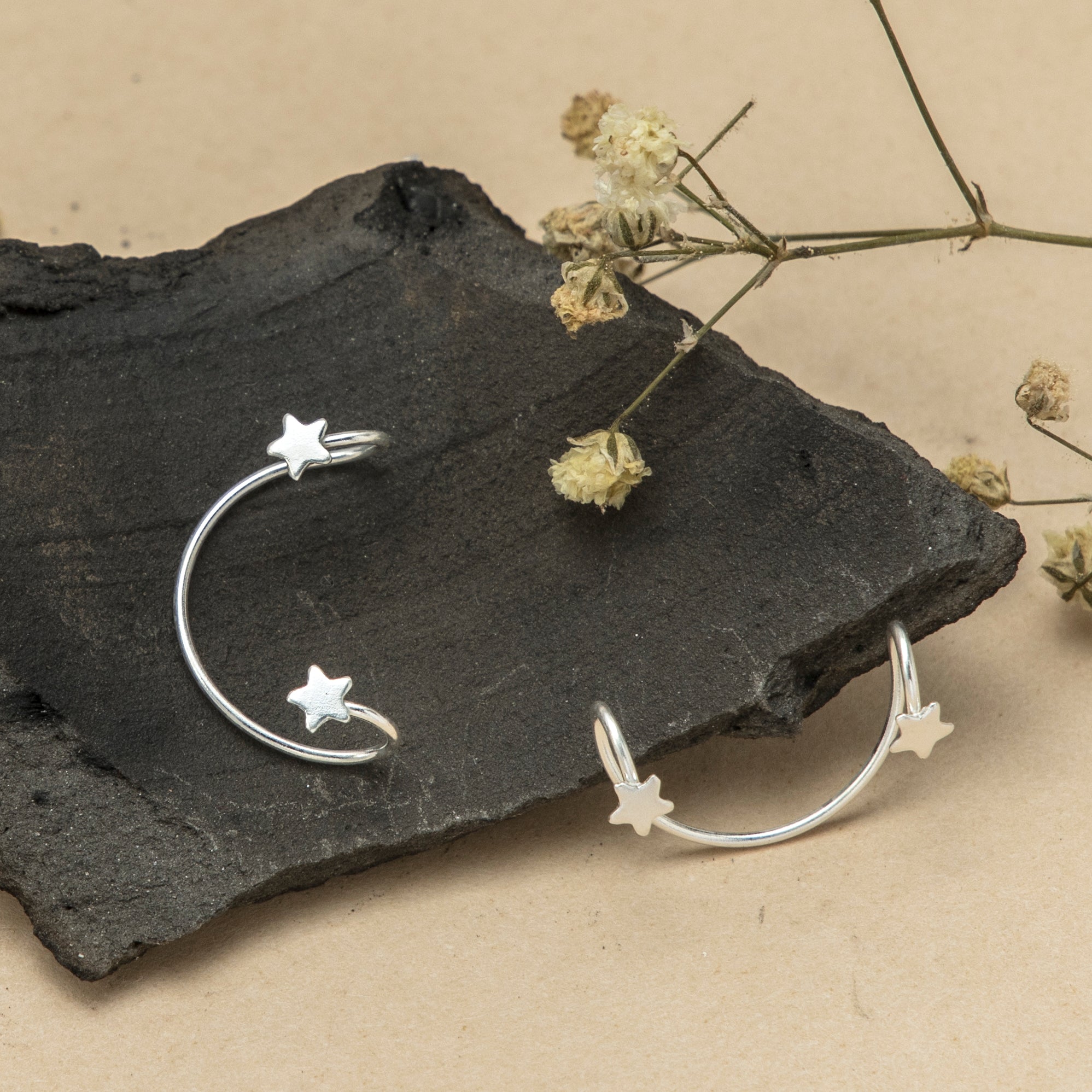 Silver Starlight Ear Cuffs