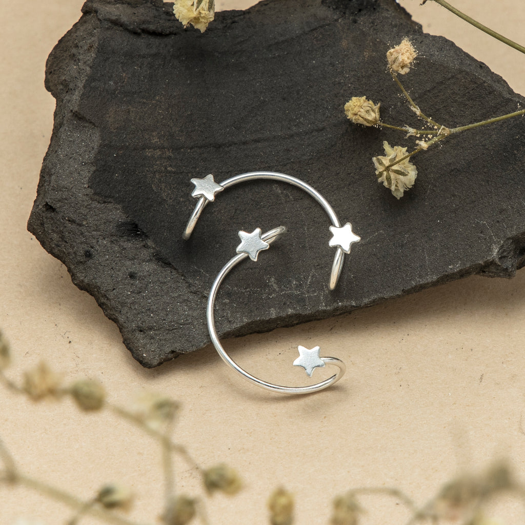 Silver Starlight Ear Cuffs