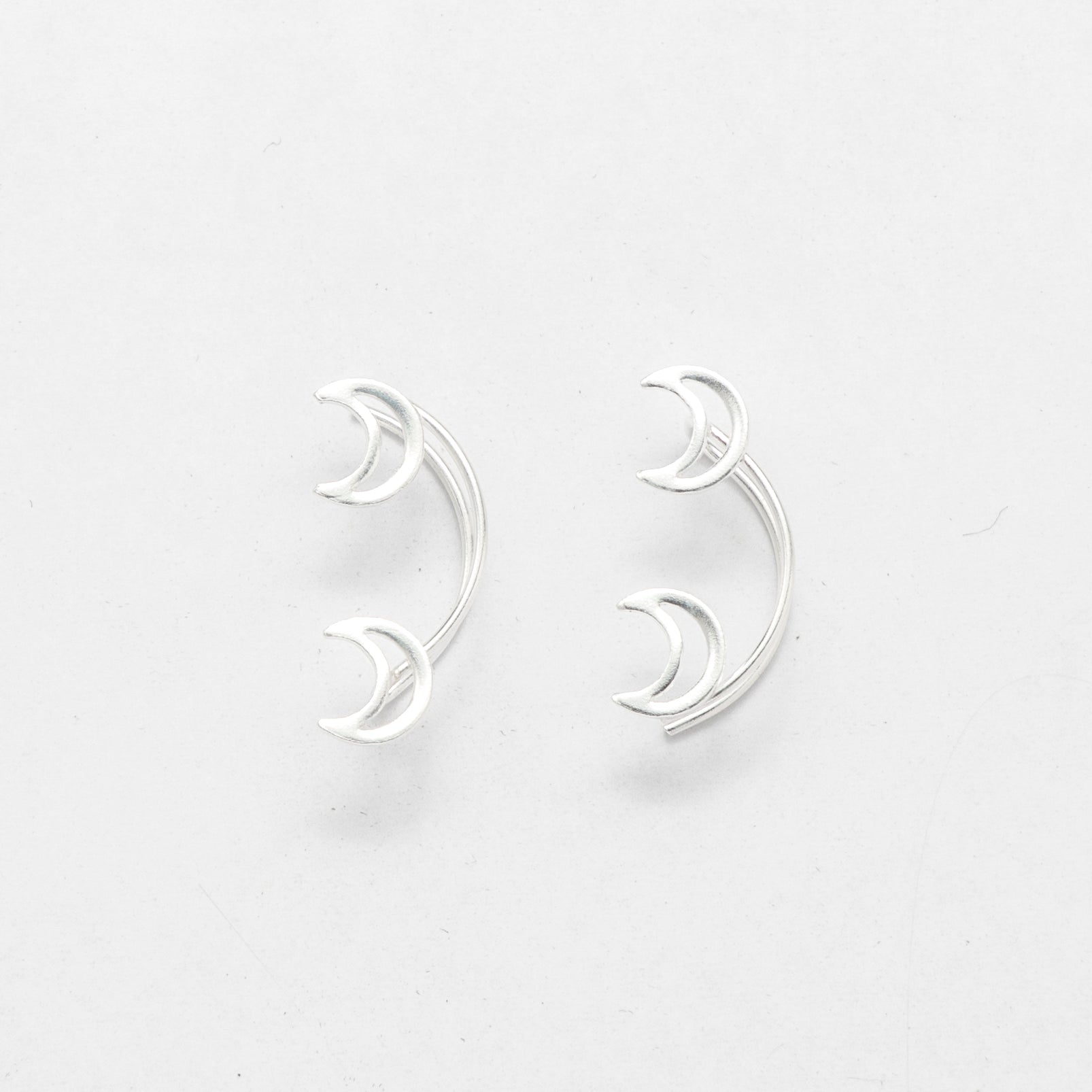 Silver Crescent Moon Ear Cuffs