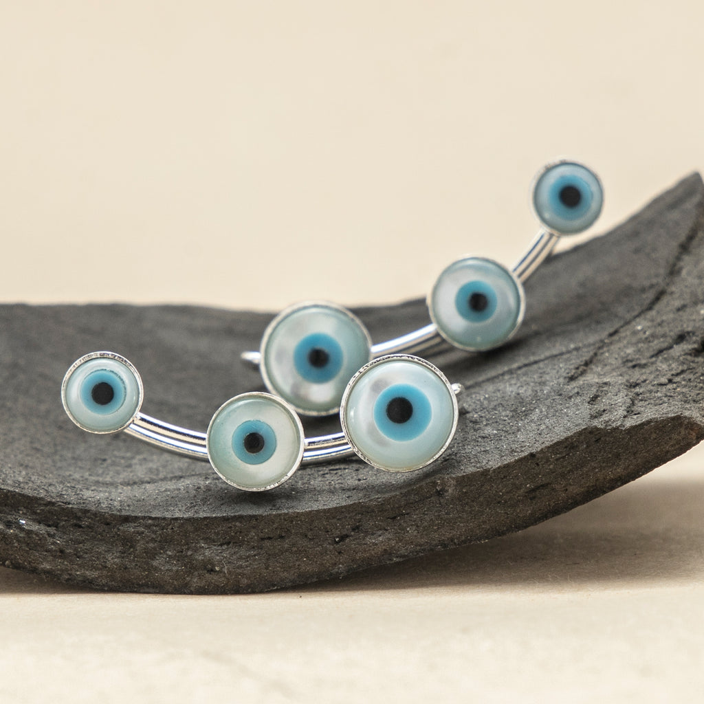 925 silver evil eye earcuff for women, perfect for protection and style with premium everyday wear appeal.