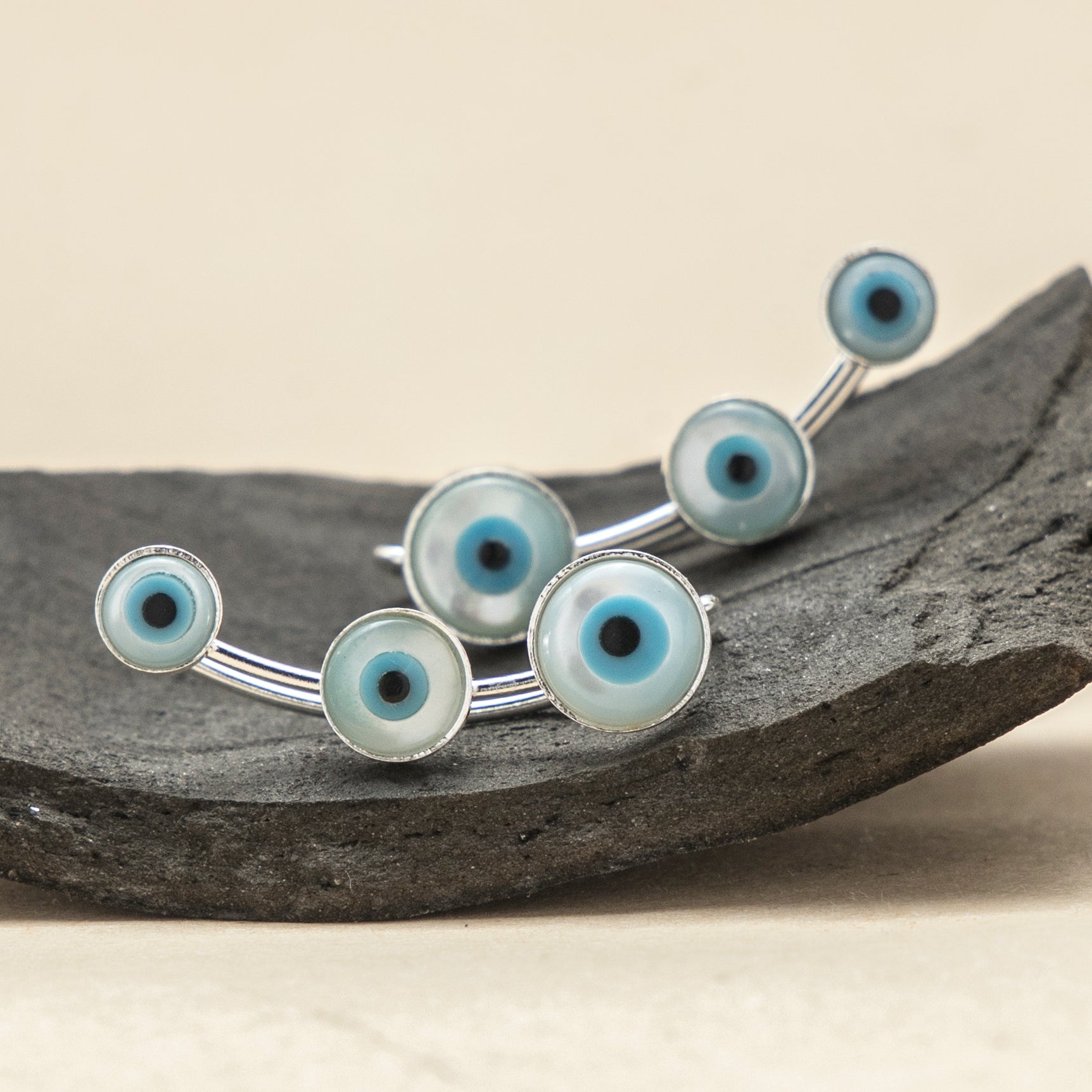 925 silver evil eye earcuff for women, perfect for protection and style with premium everyday wear appeal.