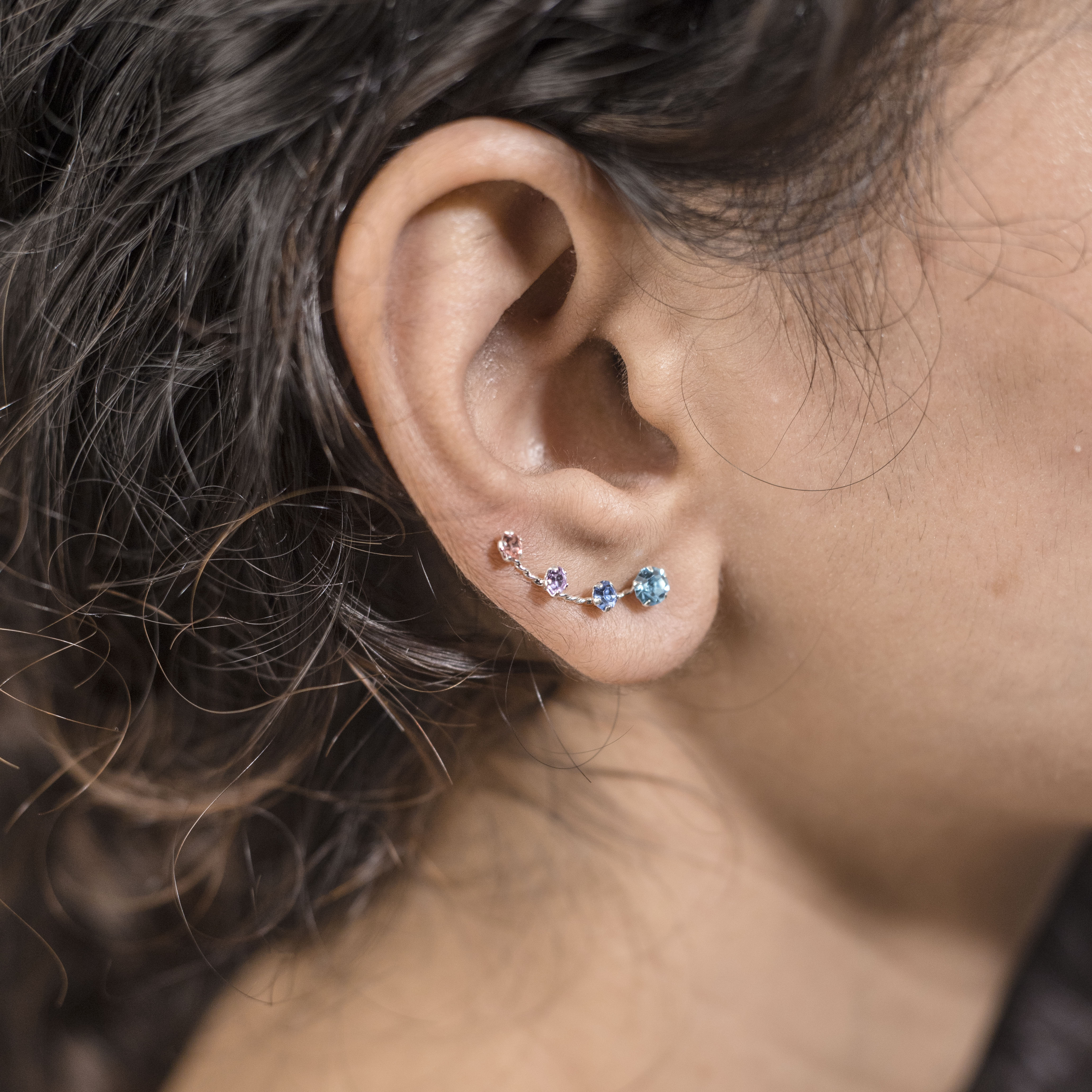 Silver Stone Studded Ear Cuffs