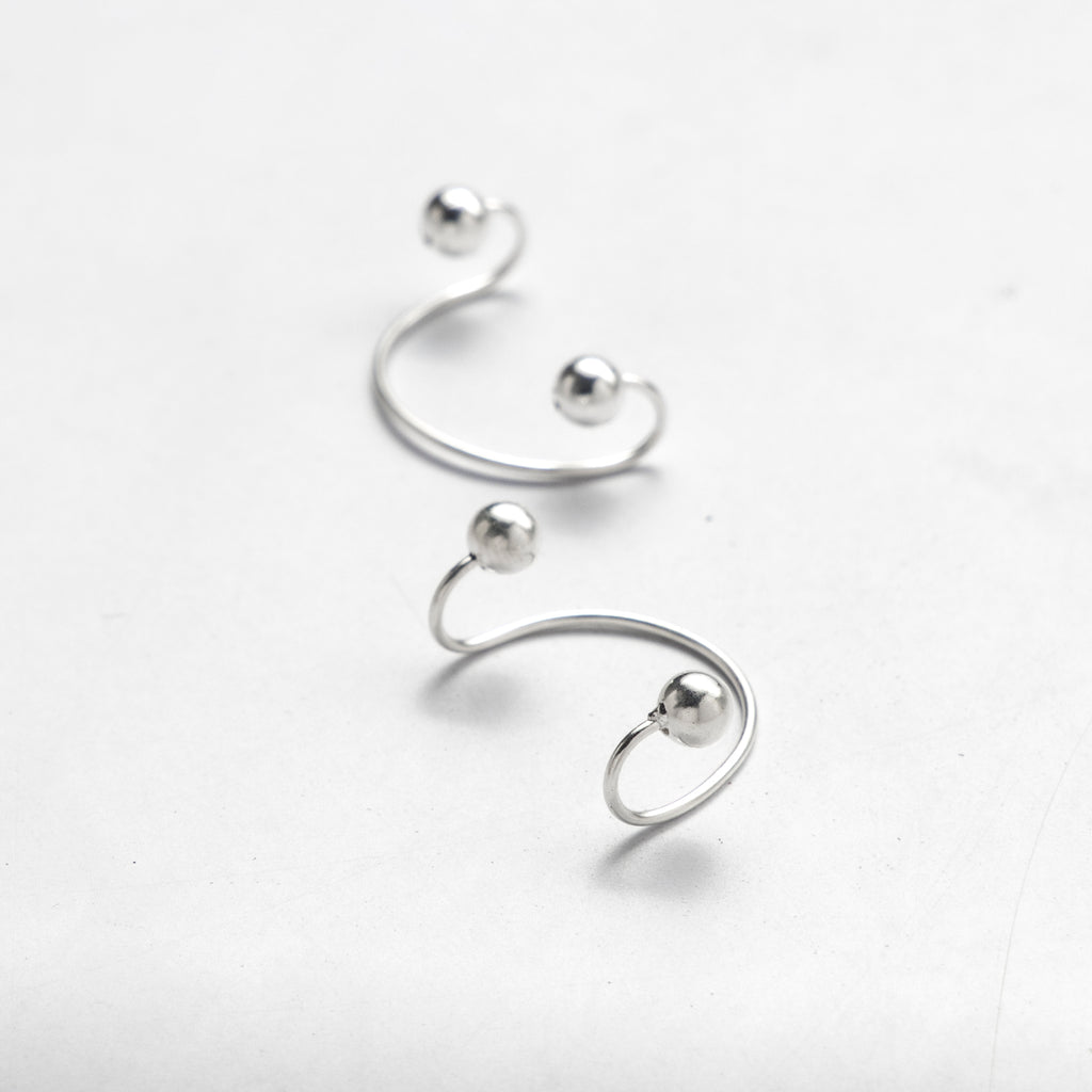 Silver Everyday Ball  Ear Cuffs
