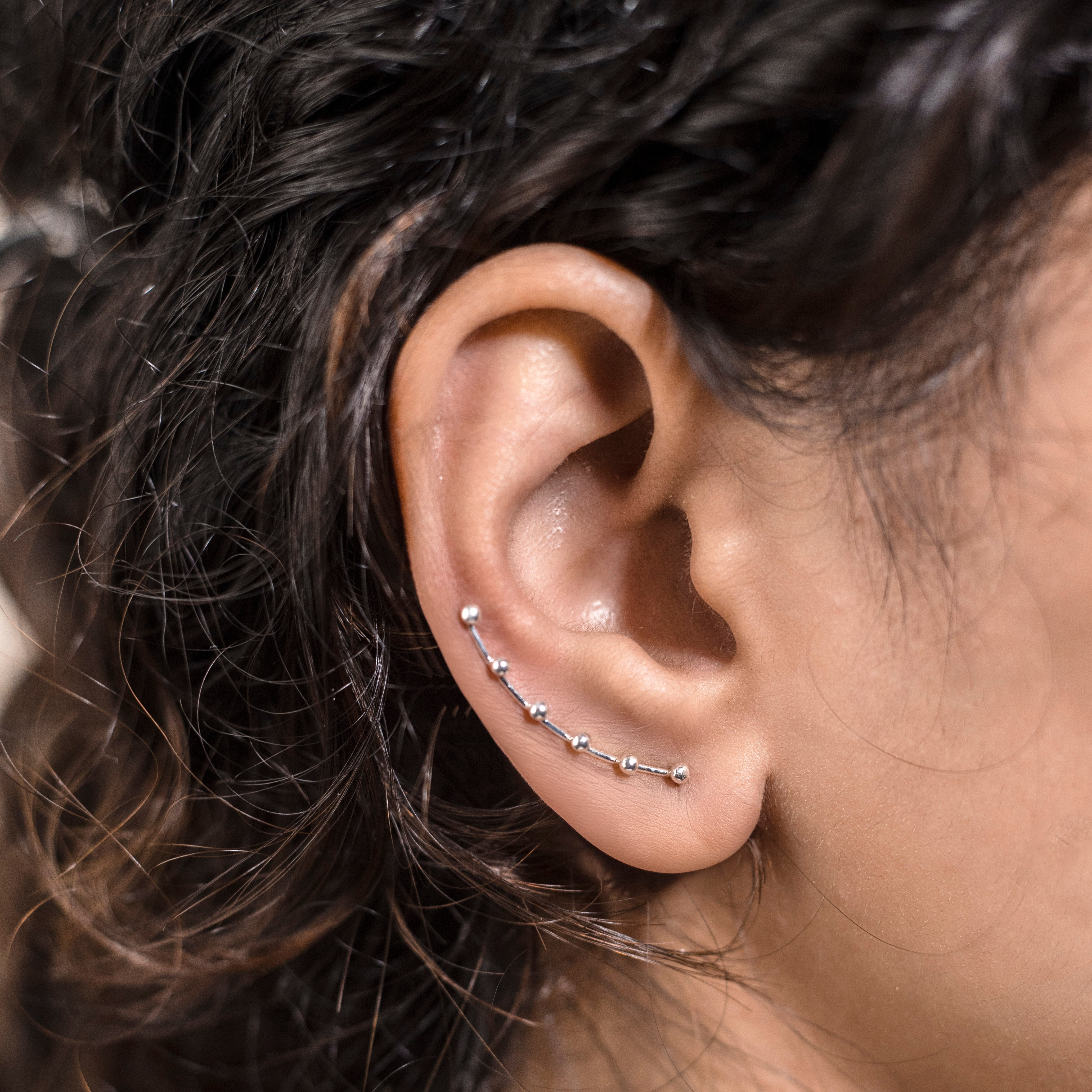 Classic Silver Circular Stud Ear Cuffs