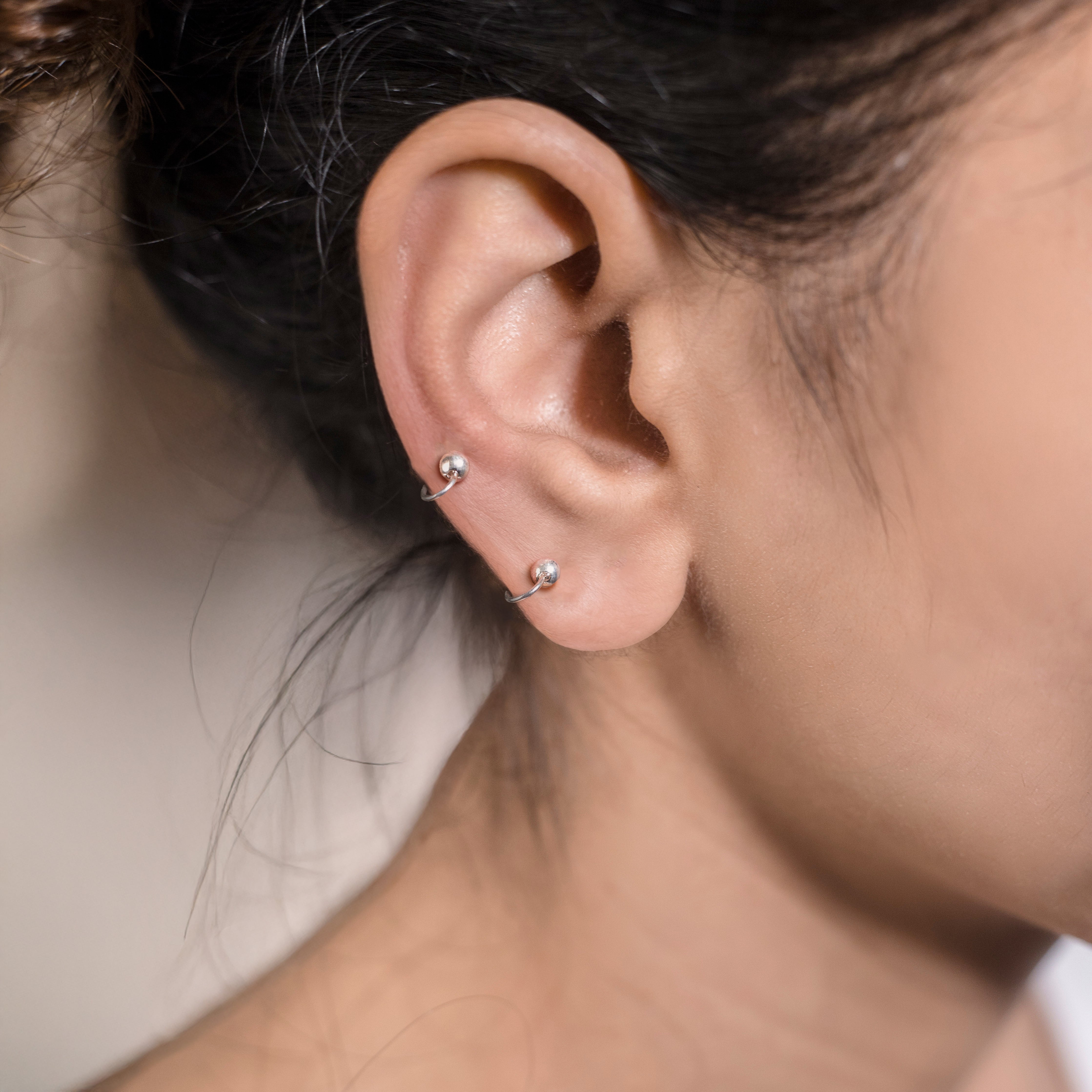 Silver Everyday Ball  Ear Cuffs