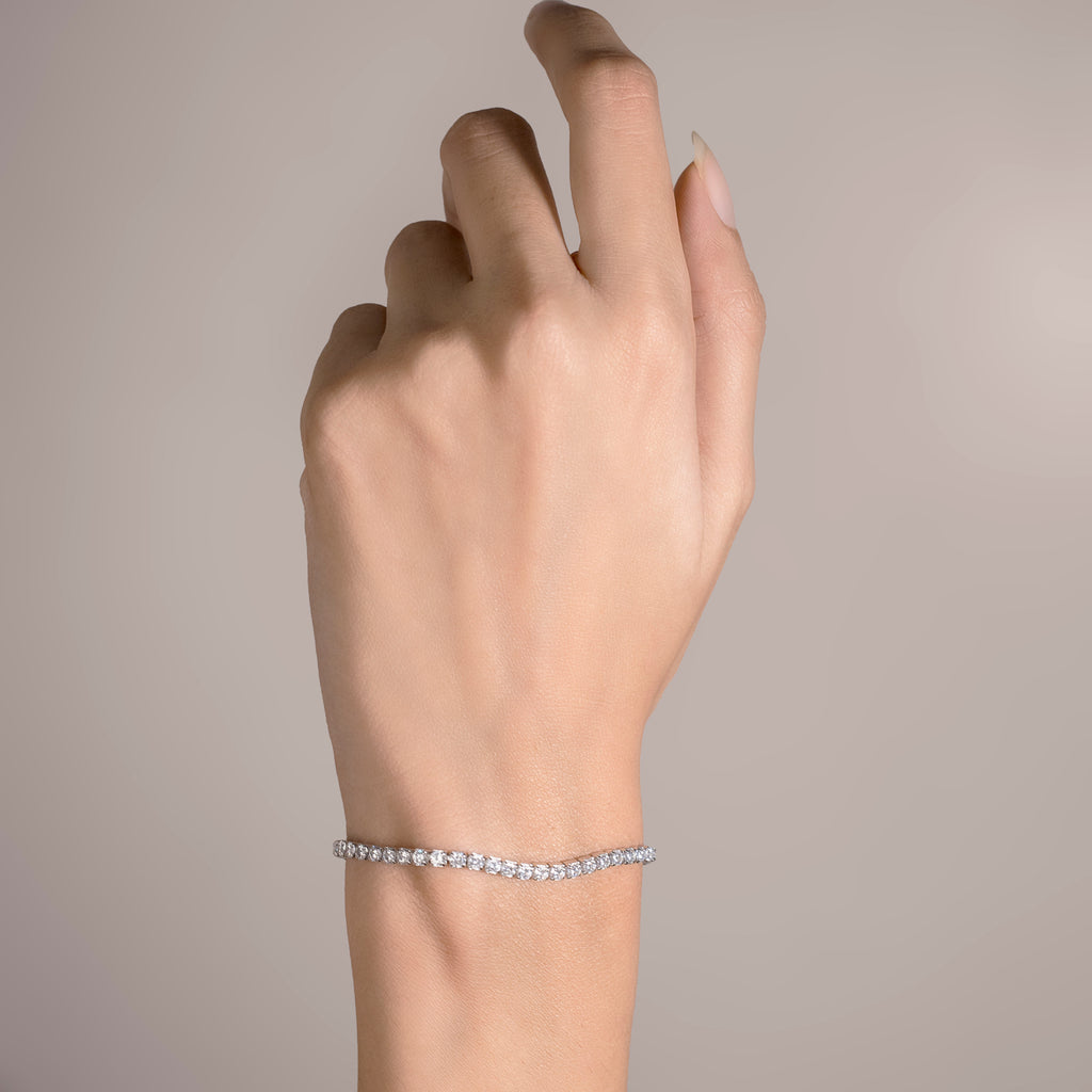 Contemporary Sterling Silver Tennis Bracelet