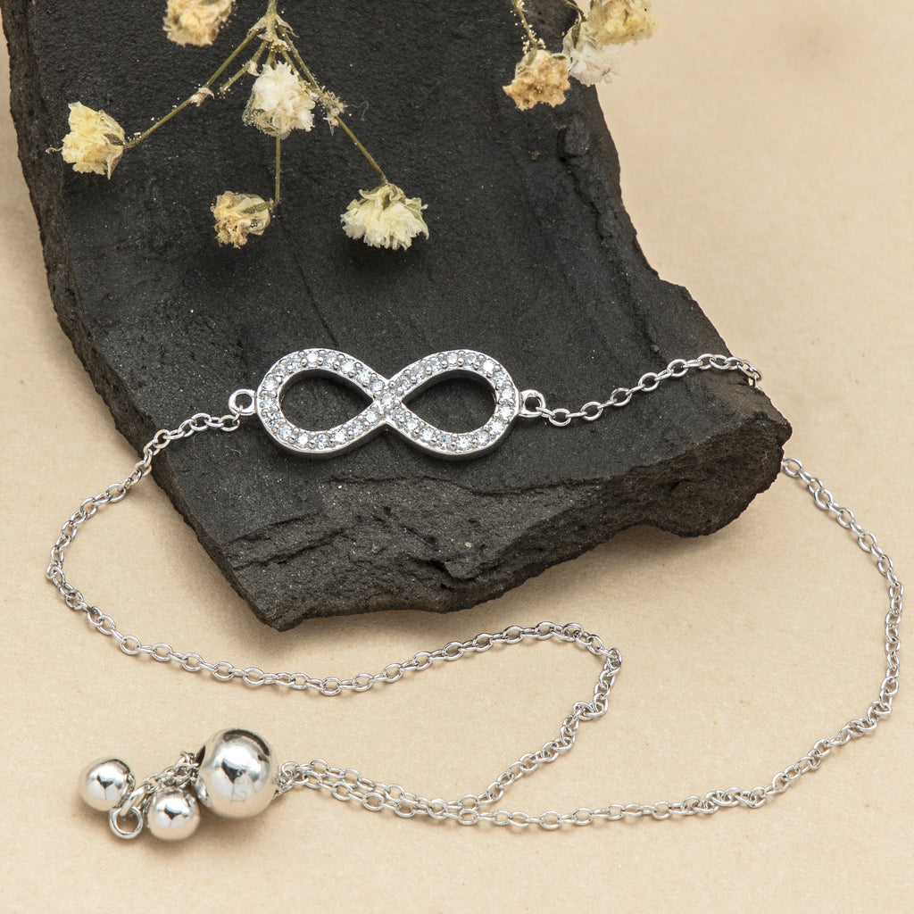 Affordable 925 Sterling Silver Infinity Bracelet - CZ Studded Jewelry on Sale for Festive Occasions
