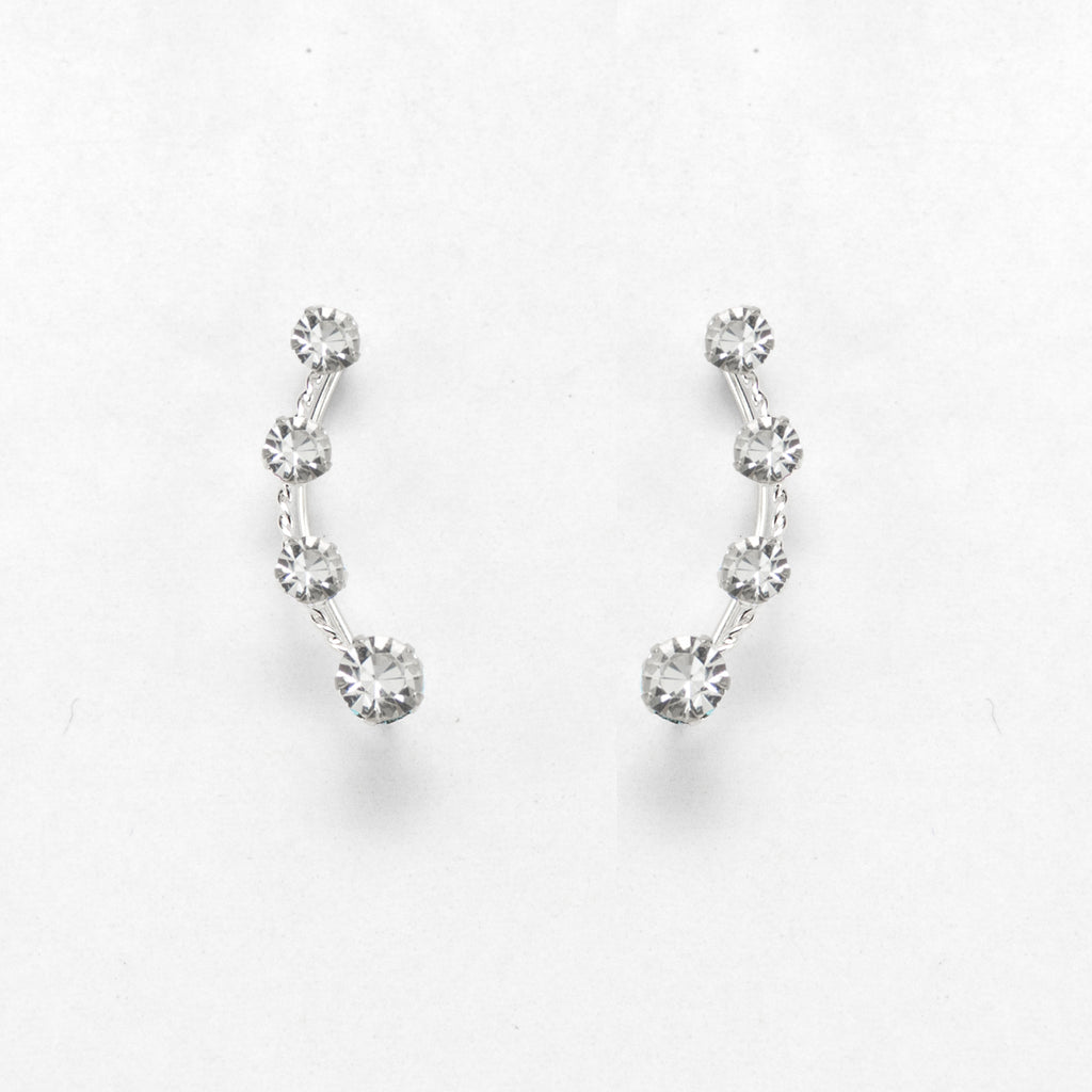 Rhodium Plated Silver Ear Cuffs with Zircons - Chic 925 Sterling Silver Jewelry for Every Occasion