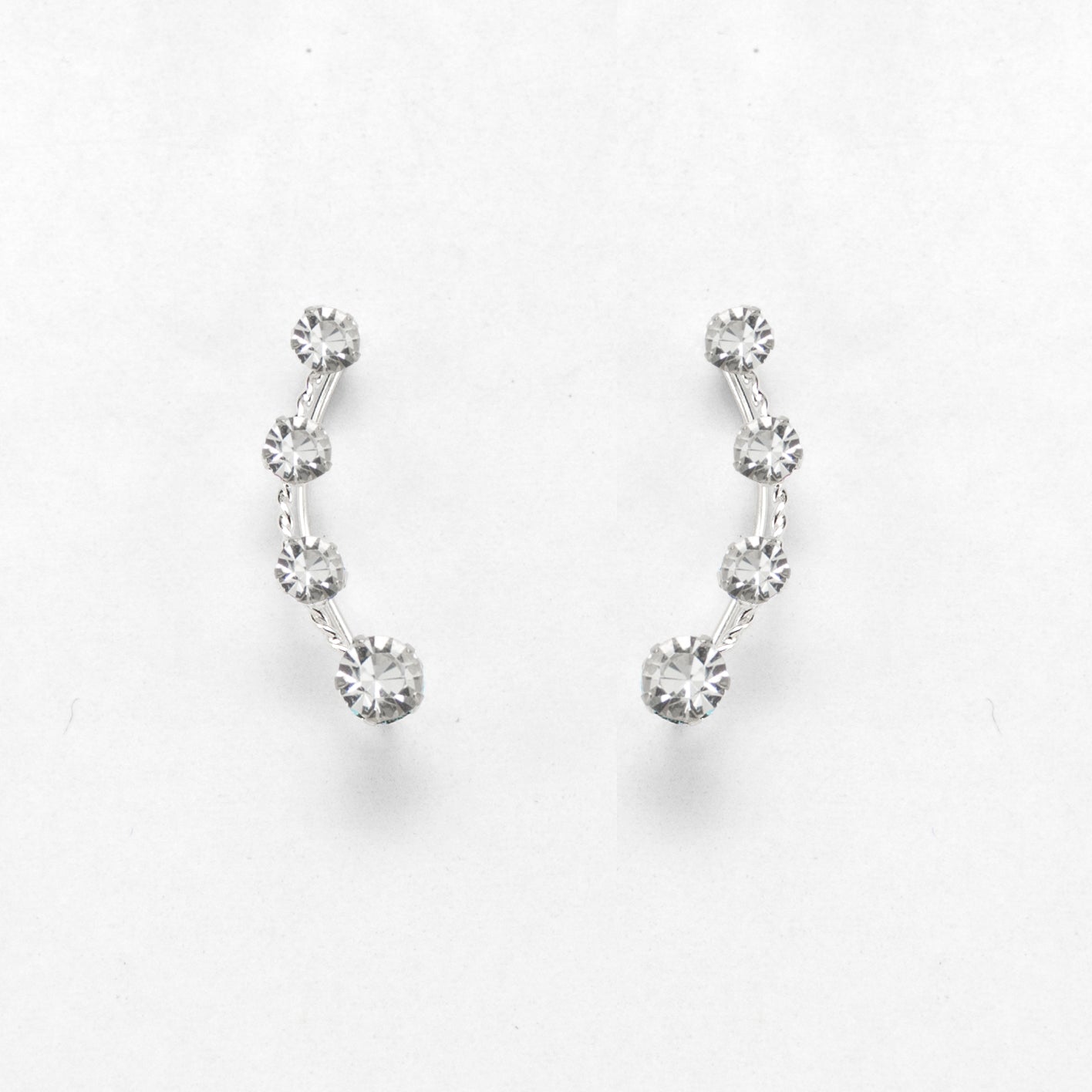 Rhodium Plated Silver Ear Cuffs with Zircons - Chic 925 Sterling Silver Jewelry for Every Occasion